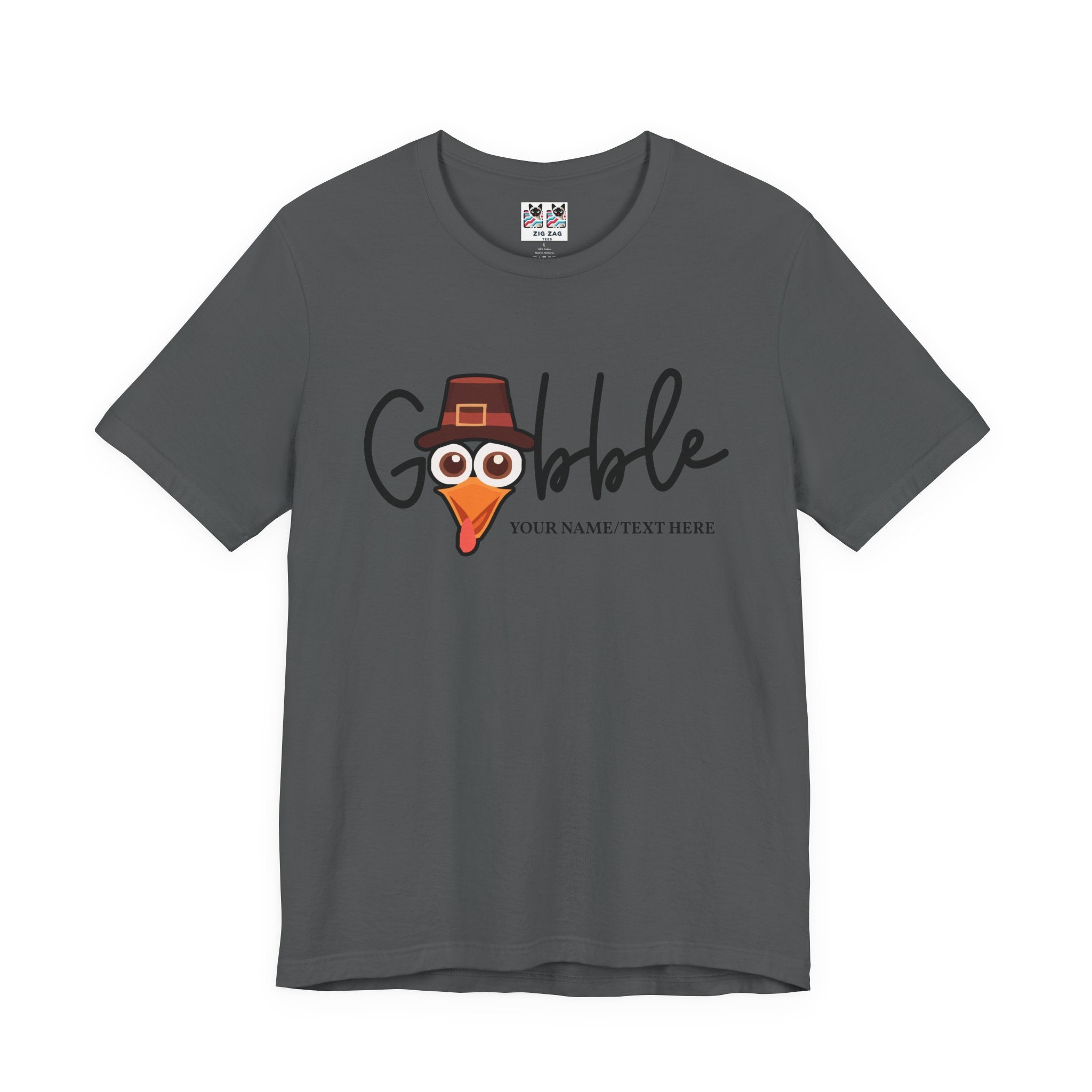 Custom T-Shirt - Gobble Turkey Head Cursive T-Shirt