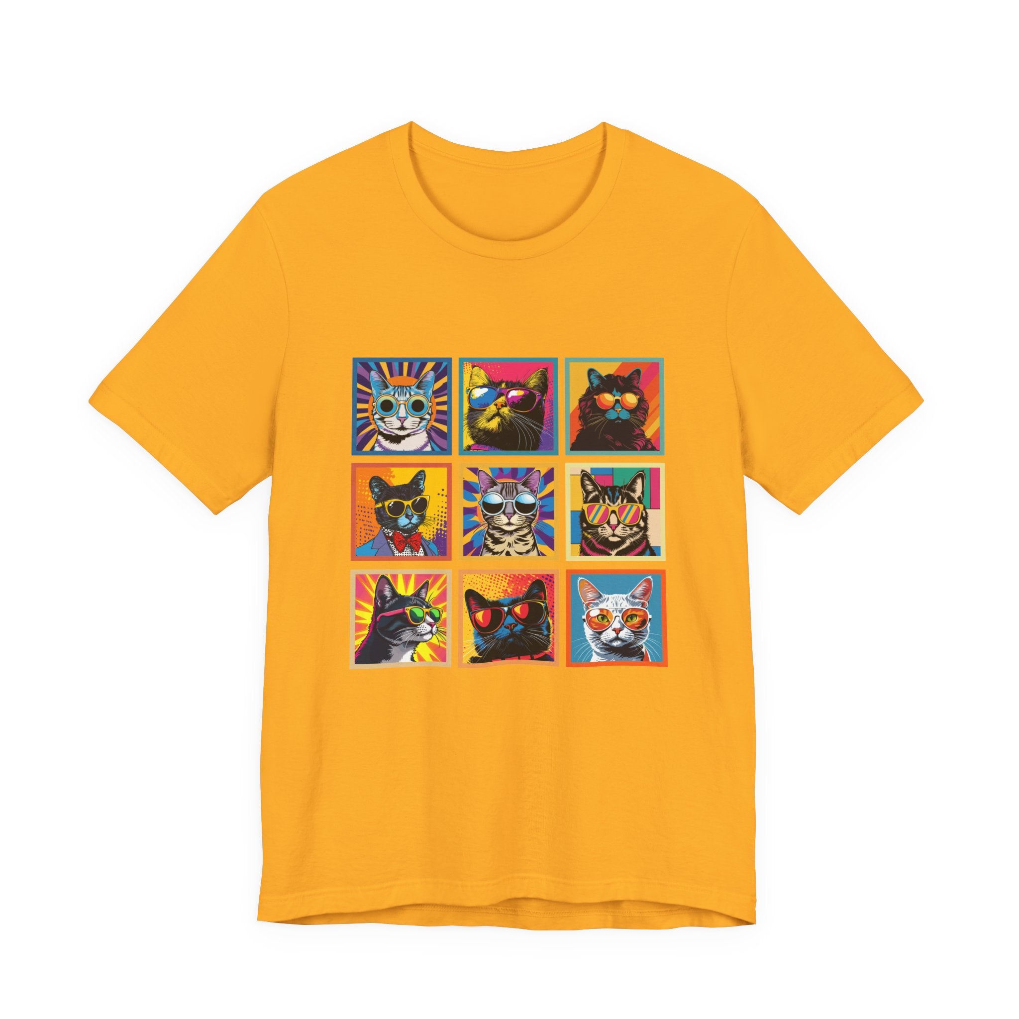 Cool Cats Pop Art Sunglasses Tshirt – Nine Retro Kitty Squares