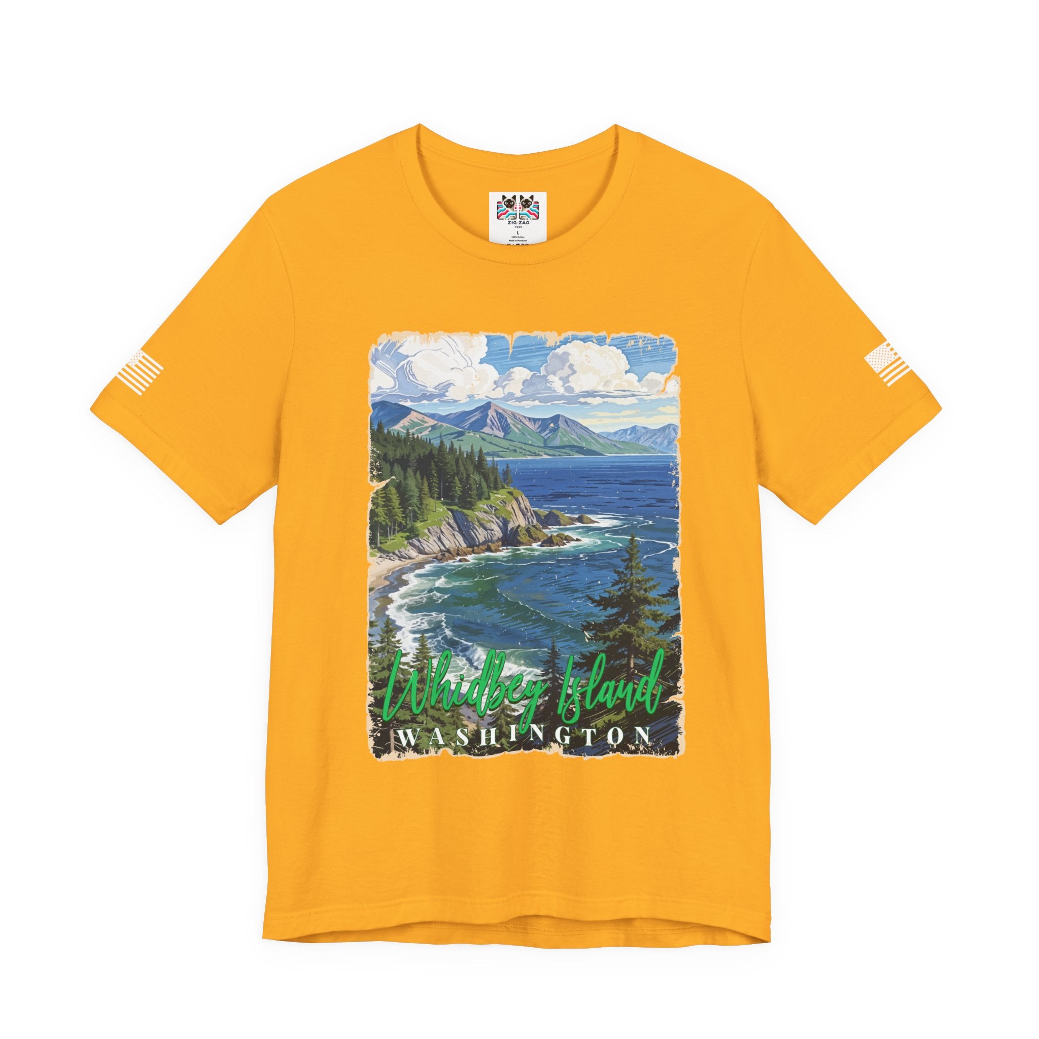 Whidbey Island Washington Vintage Coastal Travel Poster T-Shirt | Pacific Northwest Island Souvenir Tee