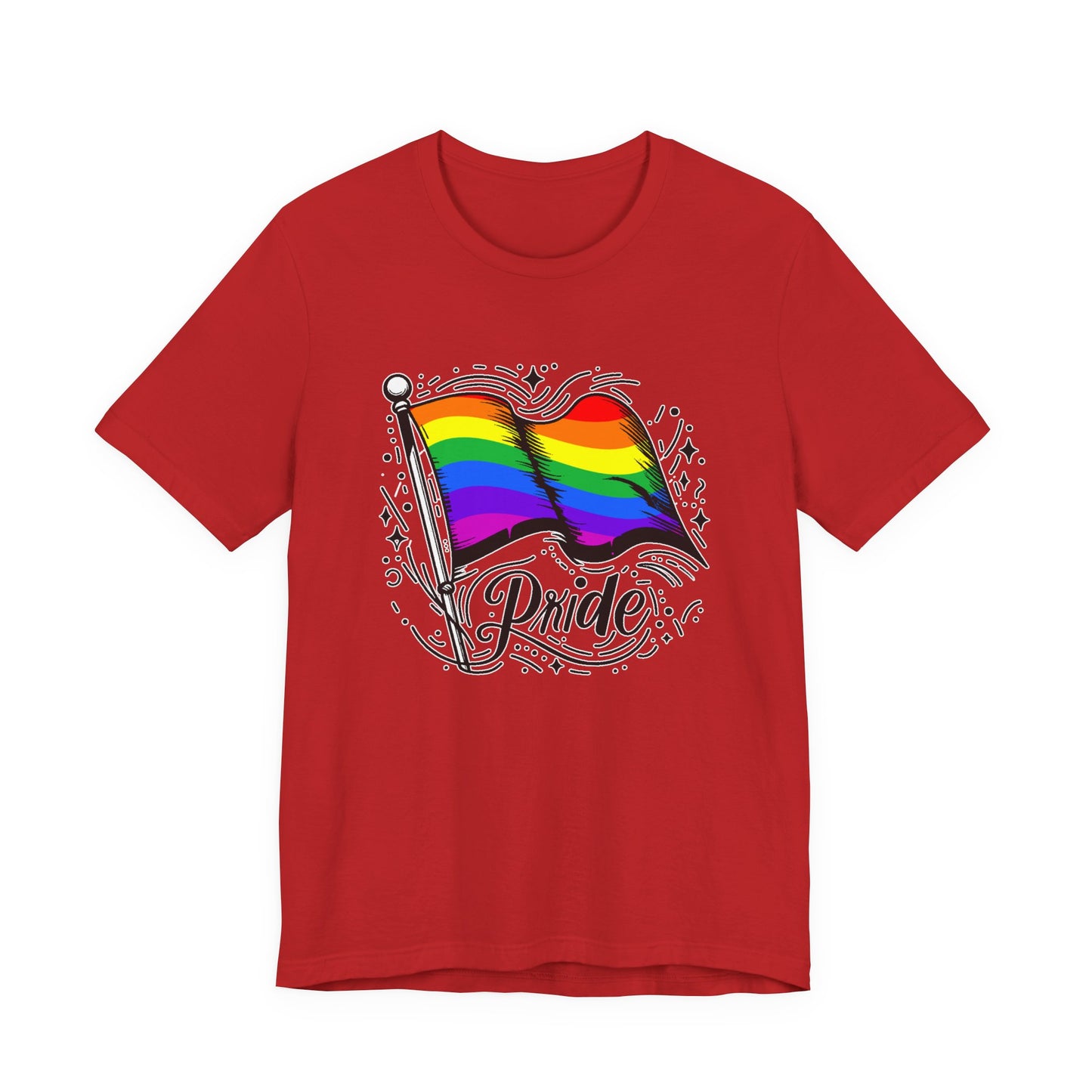Pride Without Prejudice – Colorful Flag with Lines, Dots & Symbols Graphic T-Shirt