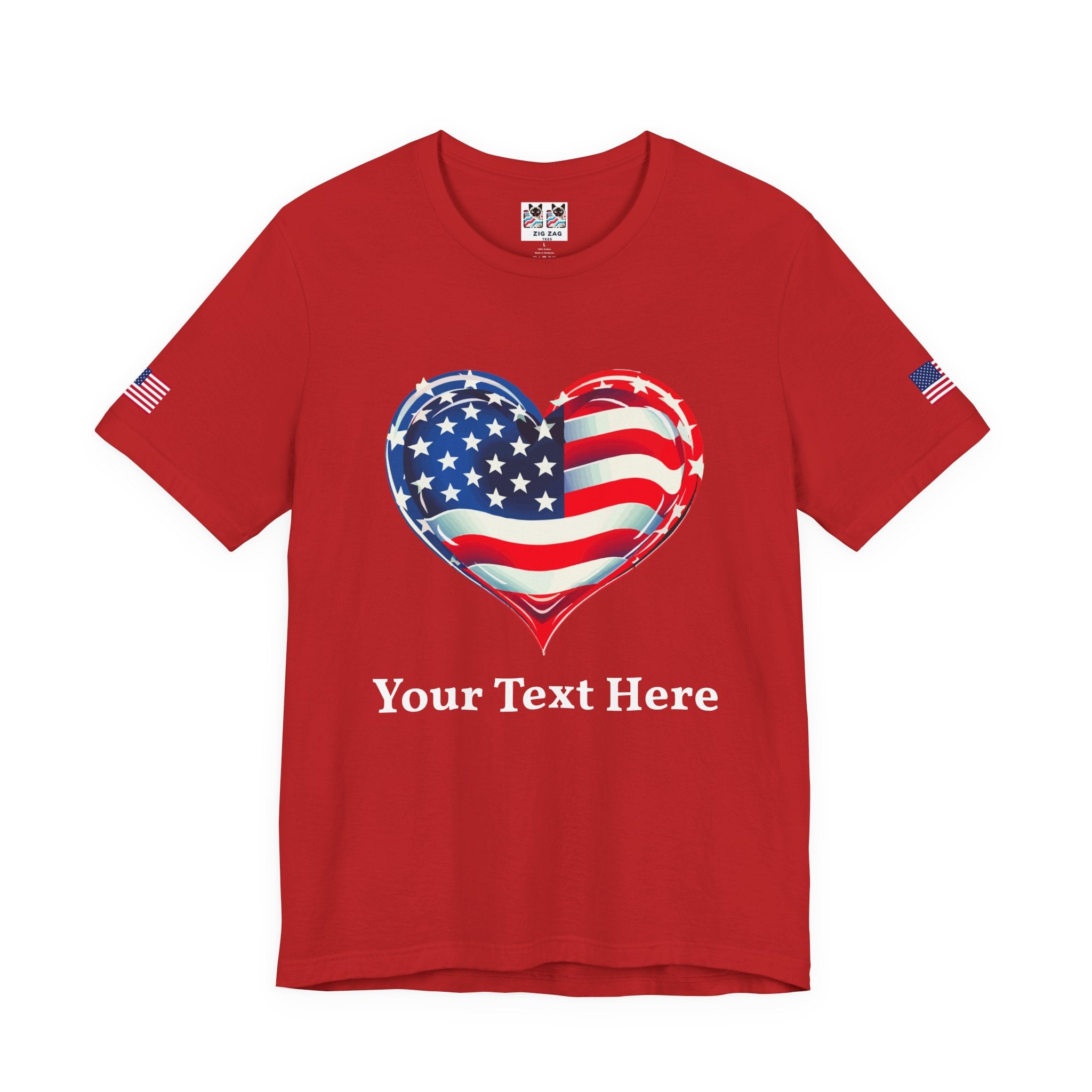 Custom T-Shirt - American Flag Heart T-Shirt – Love USA Patriotic Pride Graphic Tee