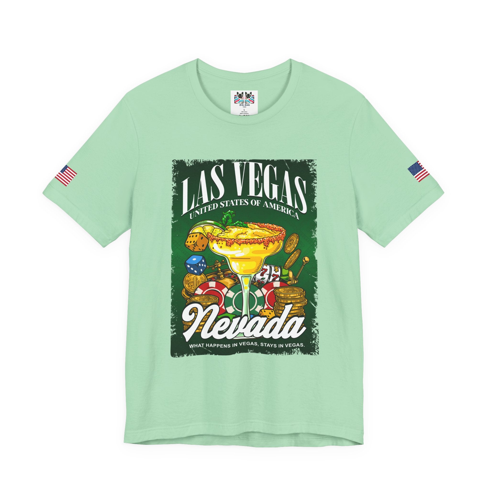 Las Vegas Nevada USA Margarita Casino T-Shirt – Colorful Dice Chips Vegas Graphic Tee