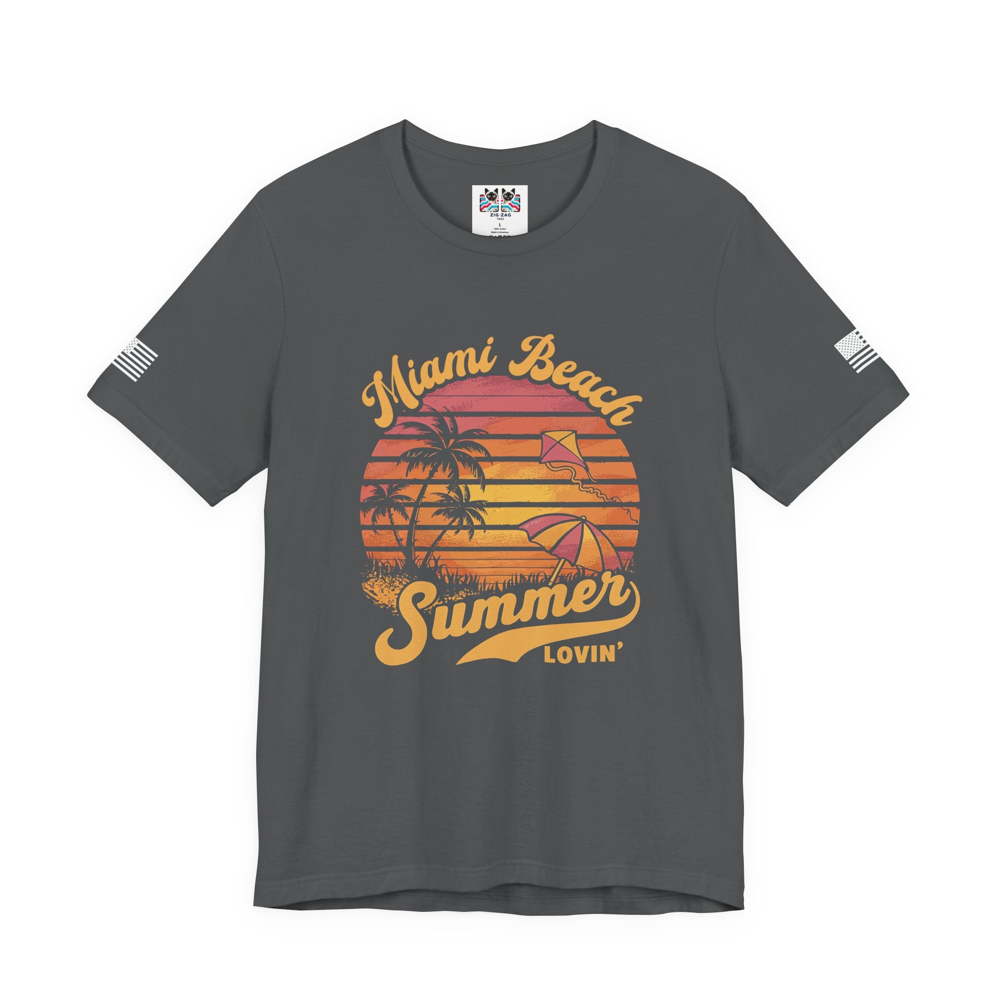 Miami Beach Summer Lovin' T-Shirt – Retro Sunset Kite Palm Tree Beach Graphic Tee