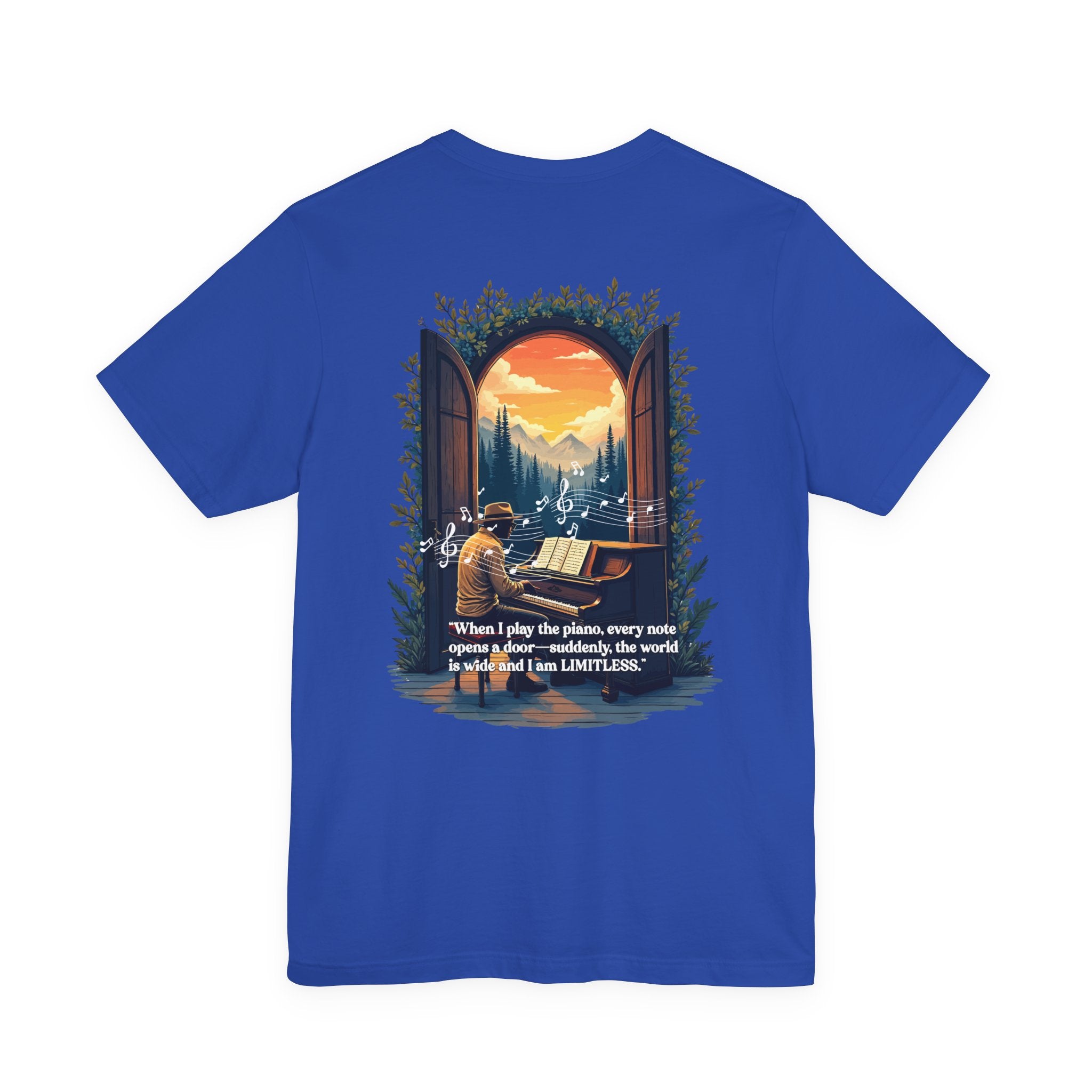 Limitless T-Shirt – Inspirational Piano and Nature Doorway Design