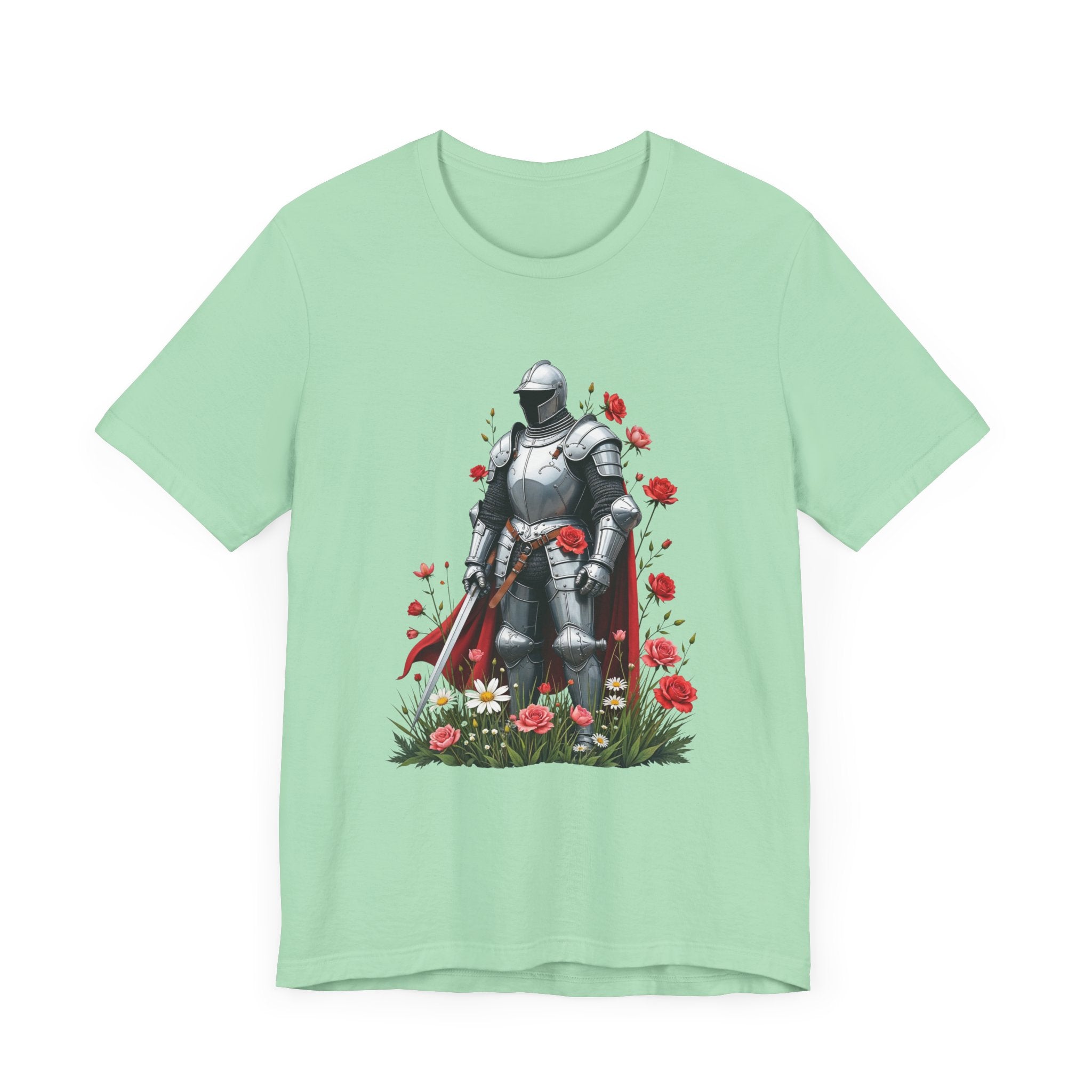 Medieval Knight and Roses Graphic Shirt – Strength and Beauty