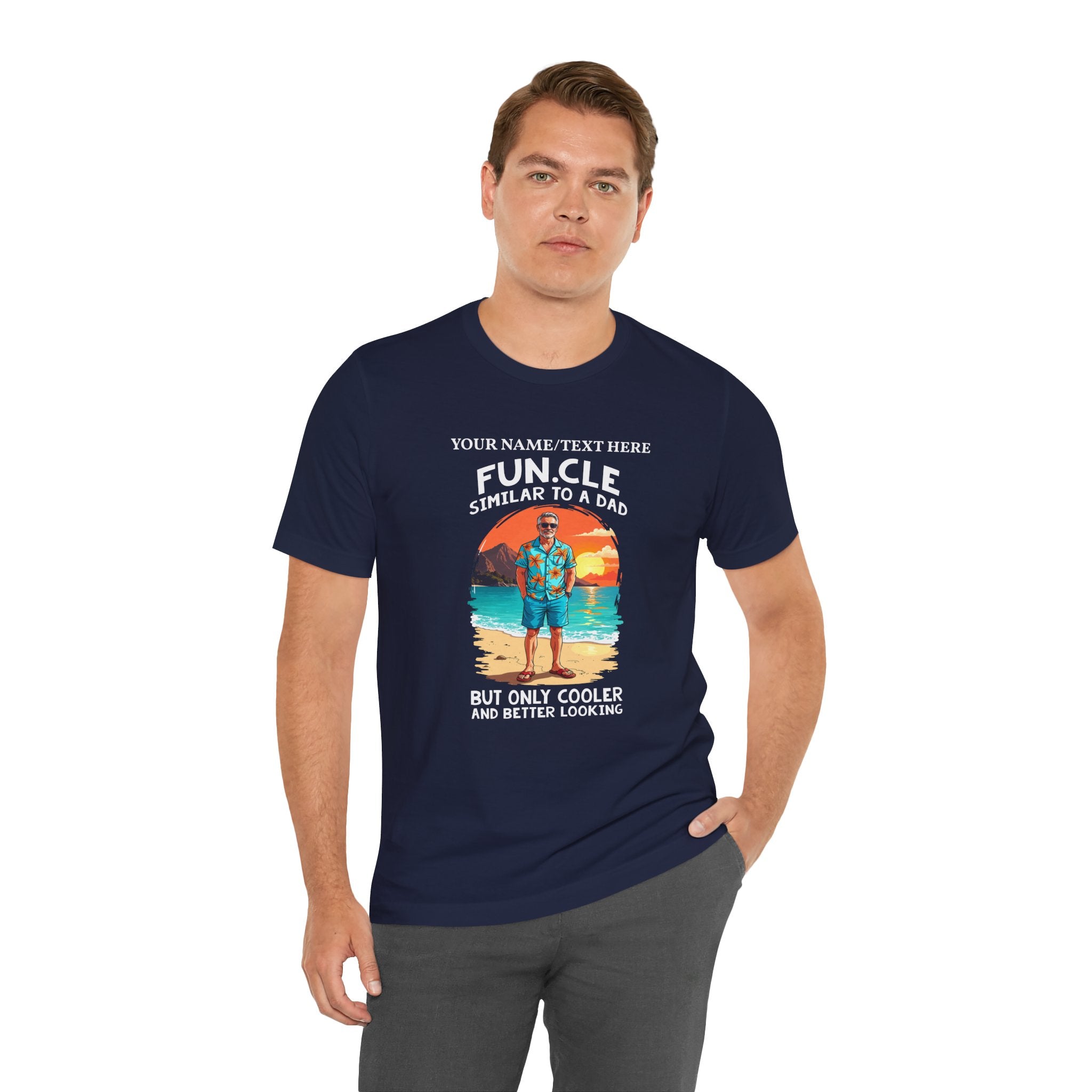 Custom T-Shirt - FUN.CLE Beach Sunset T-Shirt – Cool Uncle Beach Graphic with Funny Quote