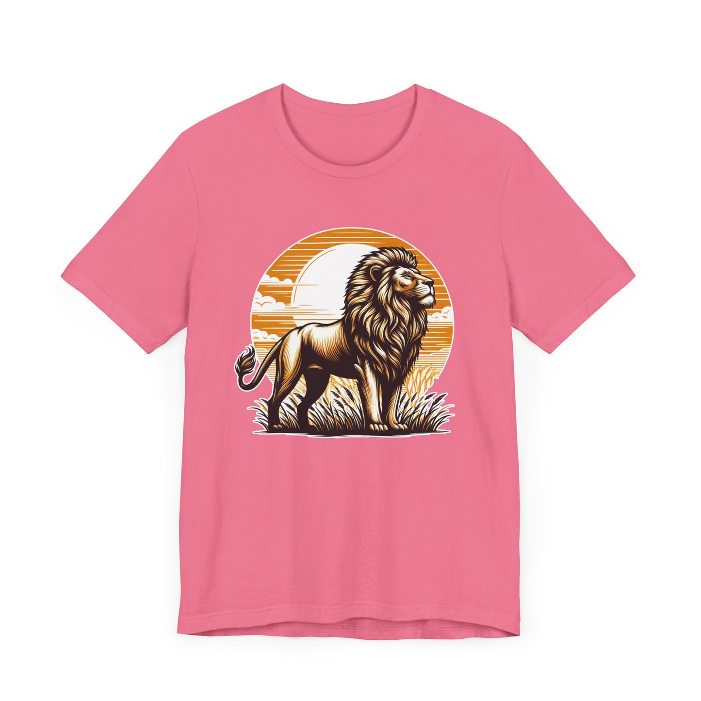 King of the Wild Majestic Male Lion Watching Territory with Sunrise Graphic T-Shirt