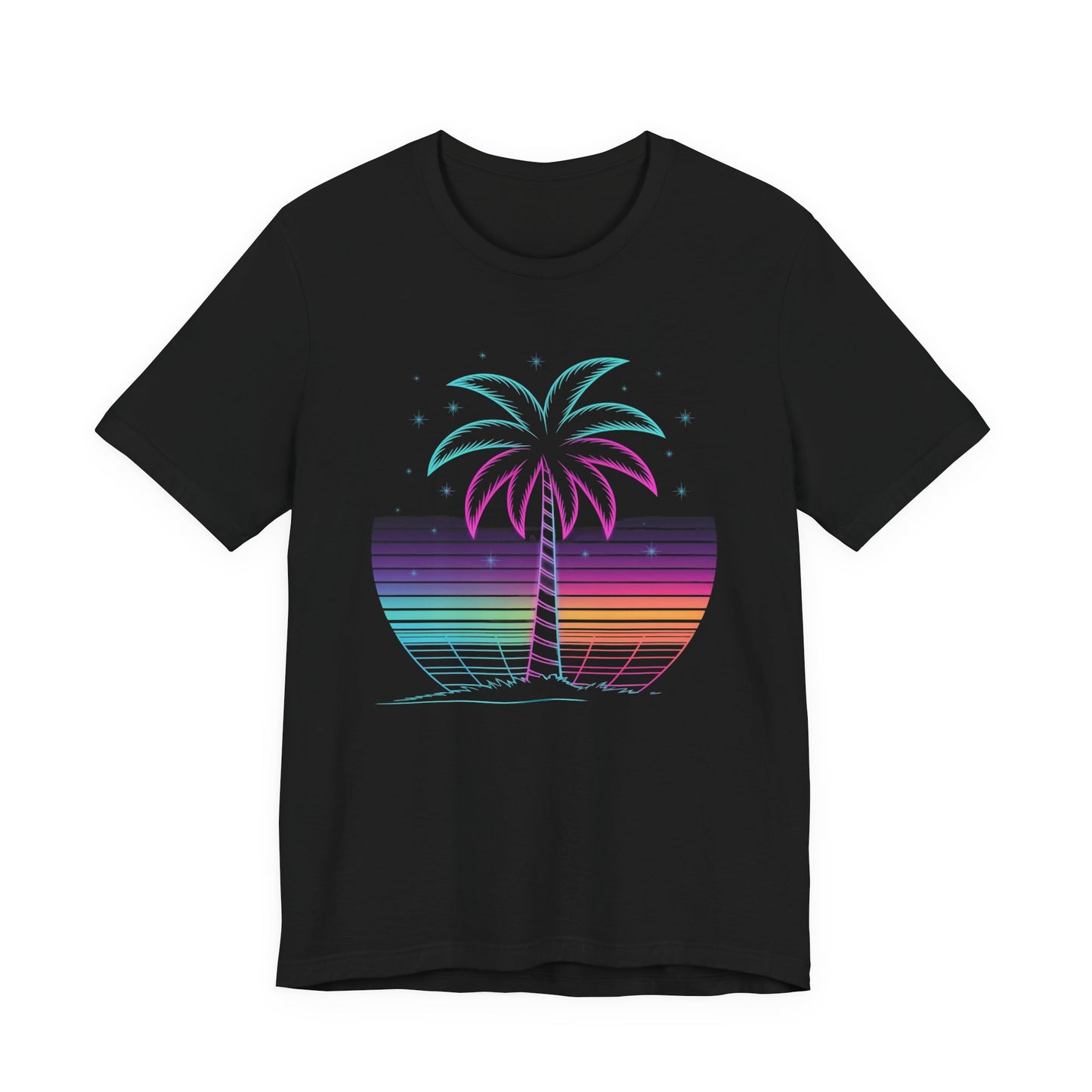 Tropical Nights Neon Lights – Glowing Beach Party Graphic T-Shirt