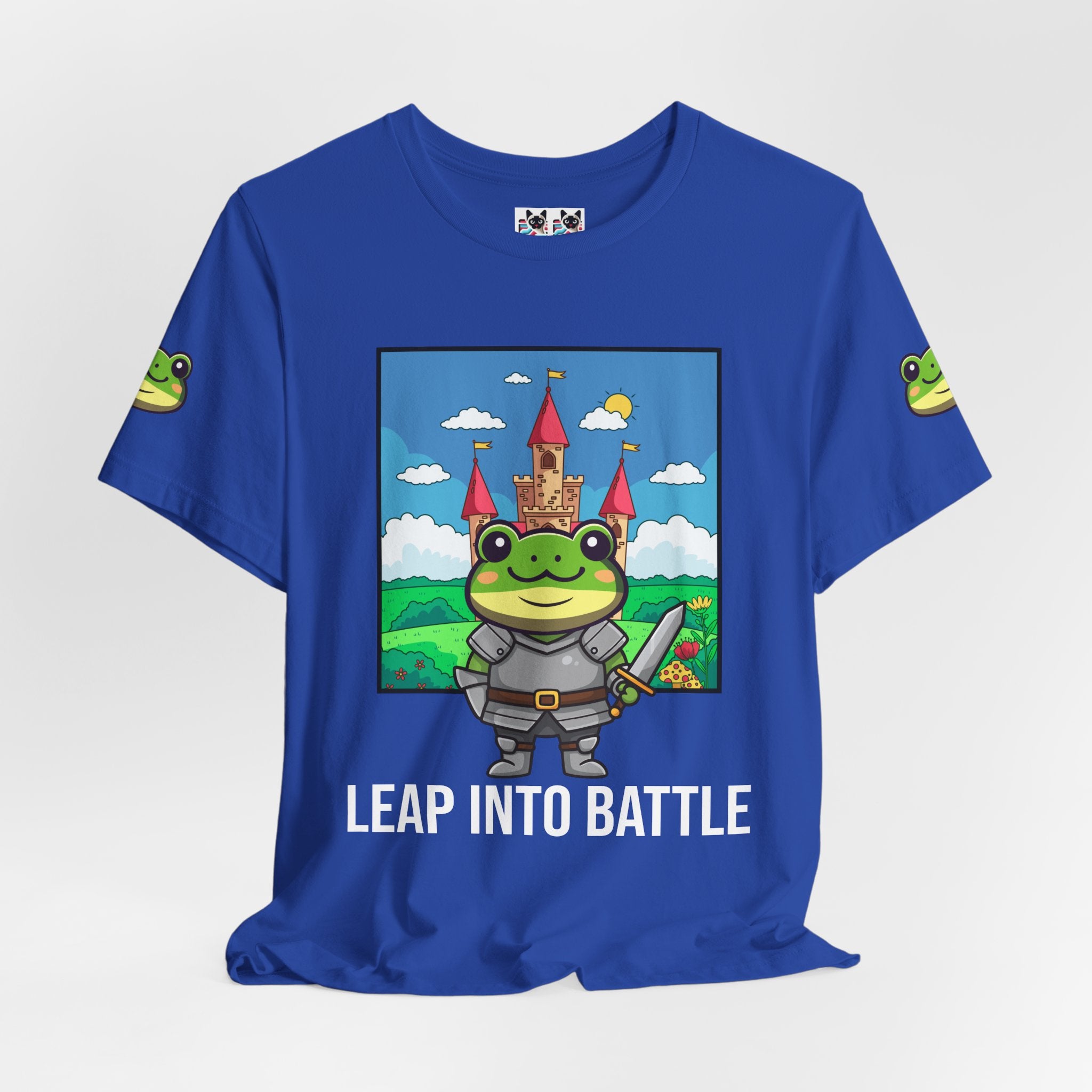 Custom T-Shirt - Knight Frog Castle T-Shirt – Cute Frog Knight Medieval Fantasy Graphic Tee