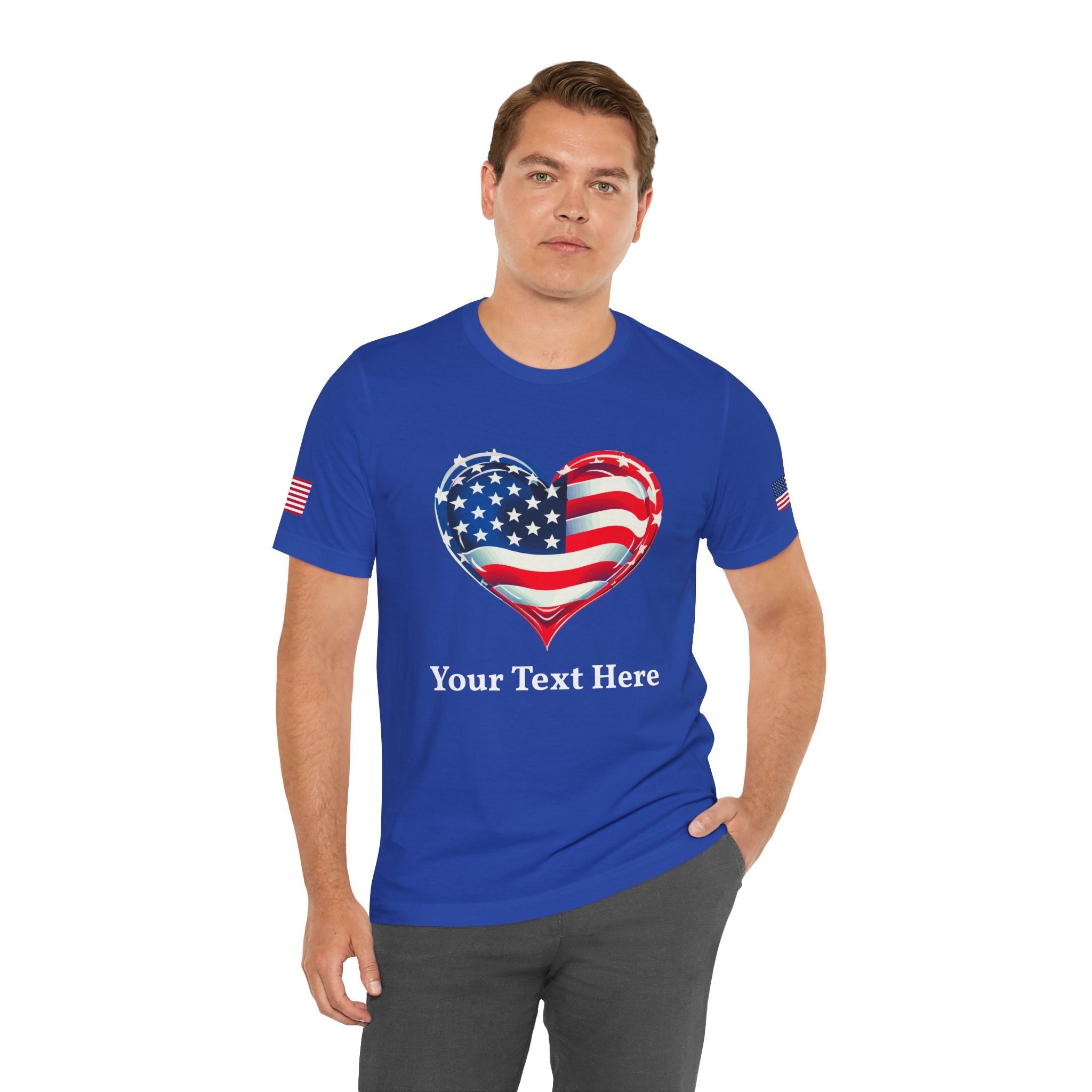 Custom T-Shirt - American Flag Heart T-Shirt – Love USA Patriotic Pride Graphic Tee