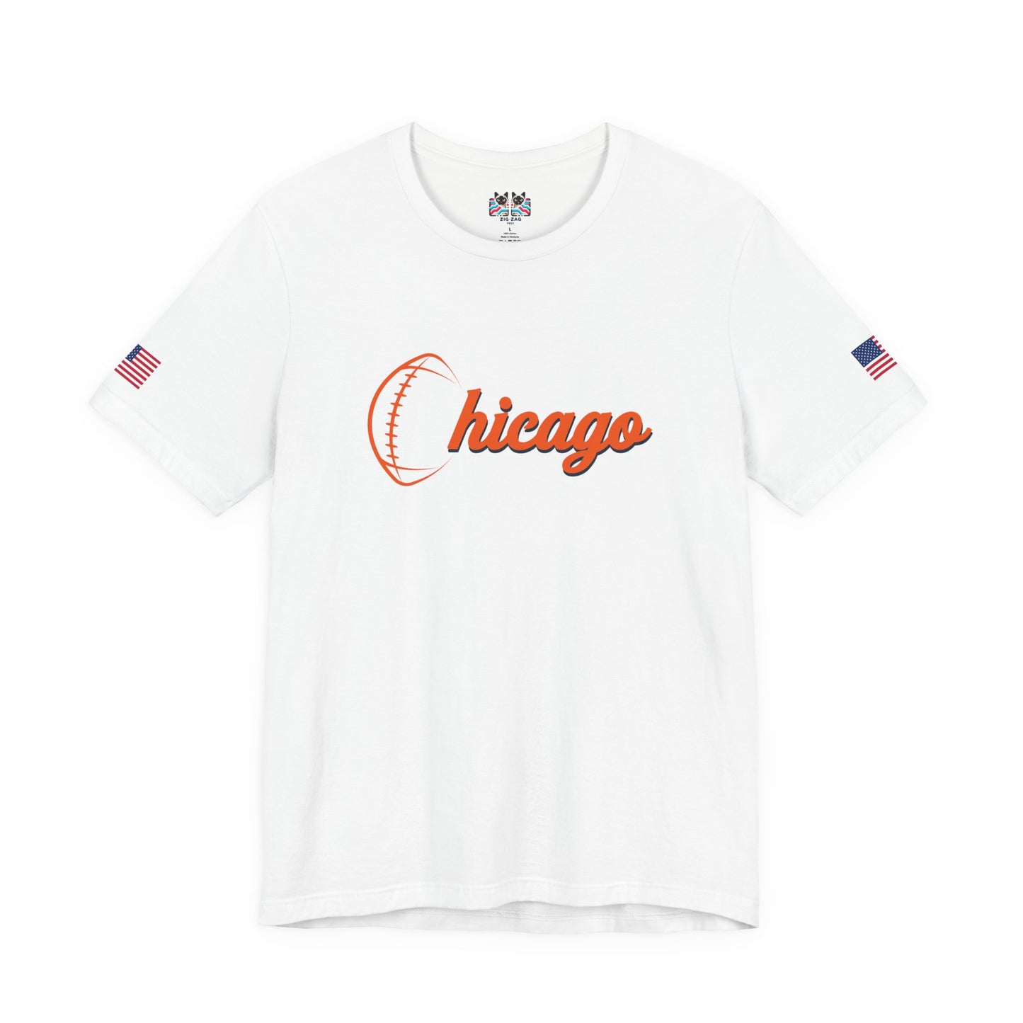 Chicago Football T-Shirt - Simple Orange Script C Bears Colors Minimalist Design
