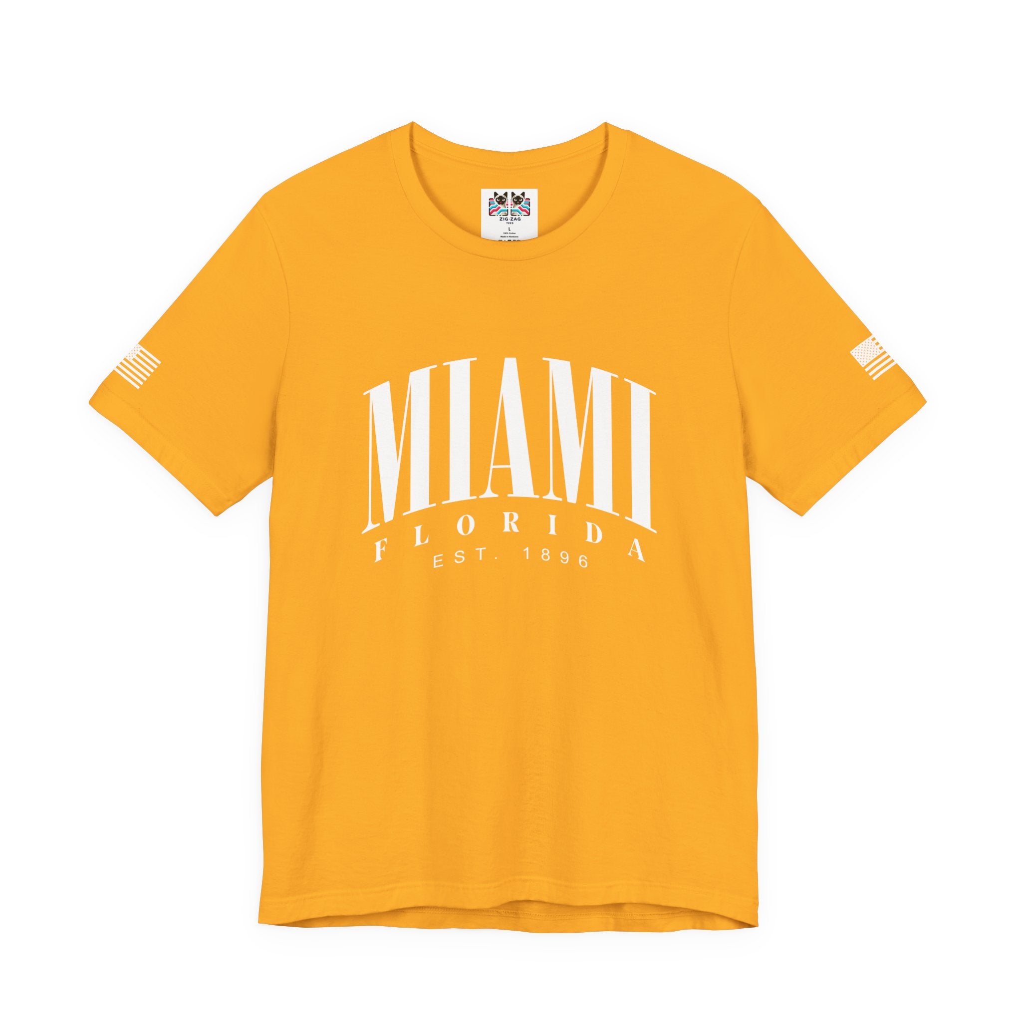 Miami Florida EST 1896 T-Shirt – Bold Arch Typography Clean Minimal Tee