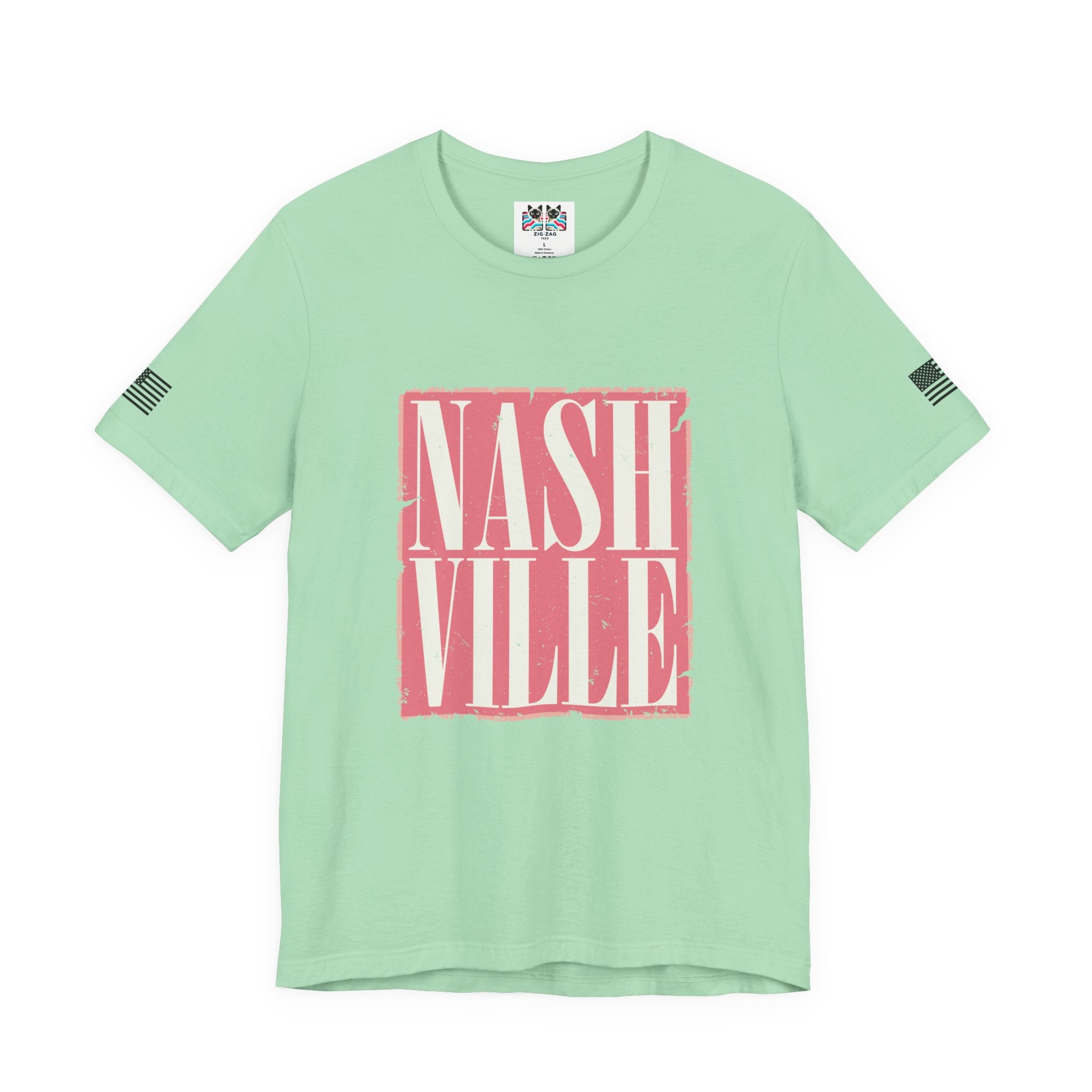Nashville T-Shirt – Bold Distressed Block Letter Graphic Tee