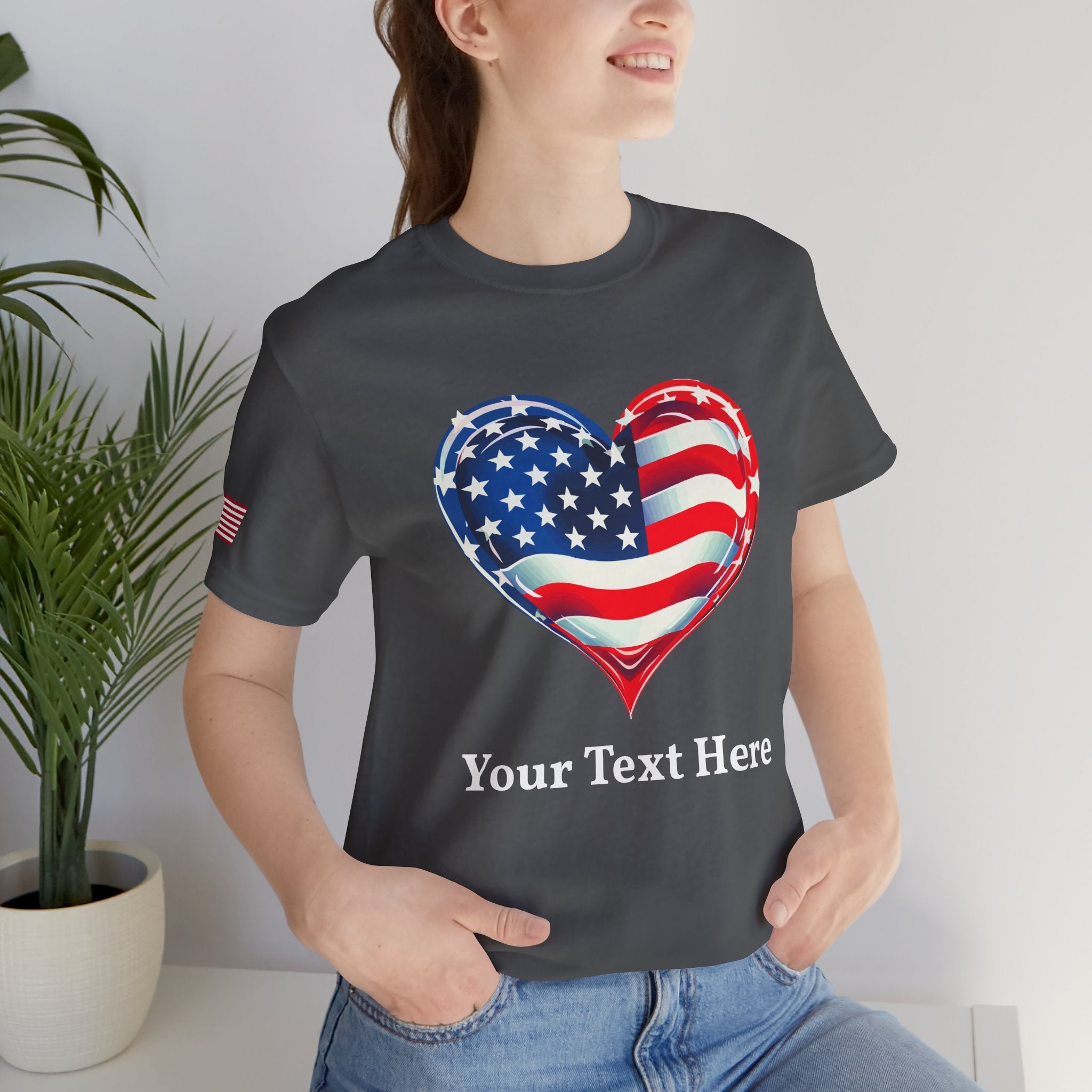 Custom T-Shirt - American Flag Heart T-Shirt – Love USA Patriotic Pride Graphic Tee
