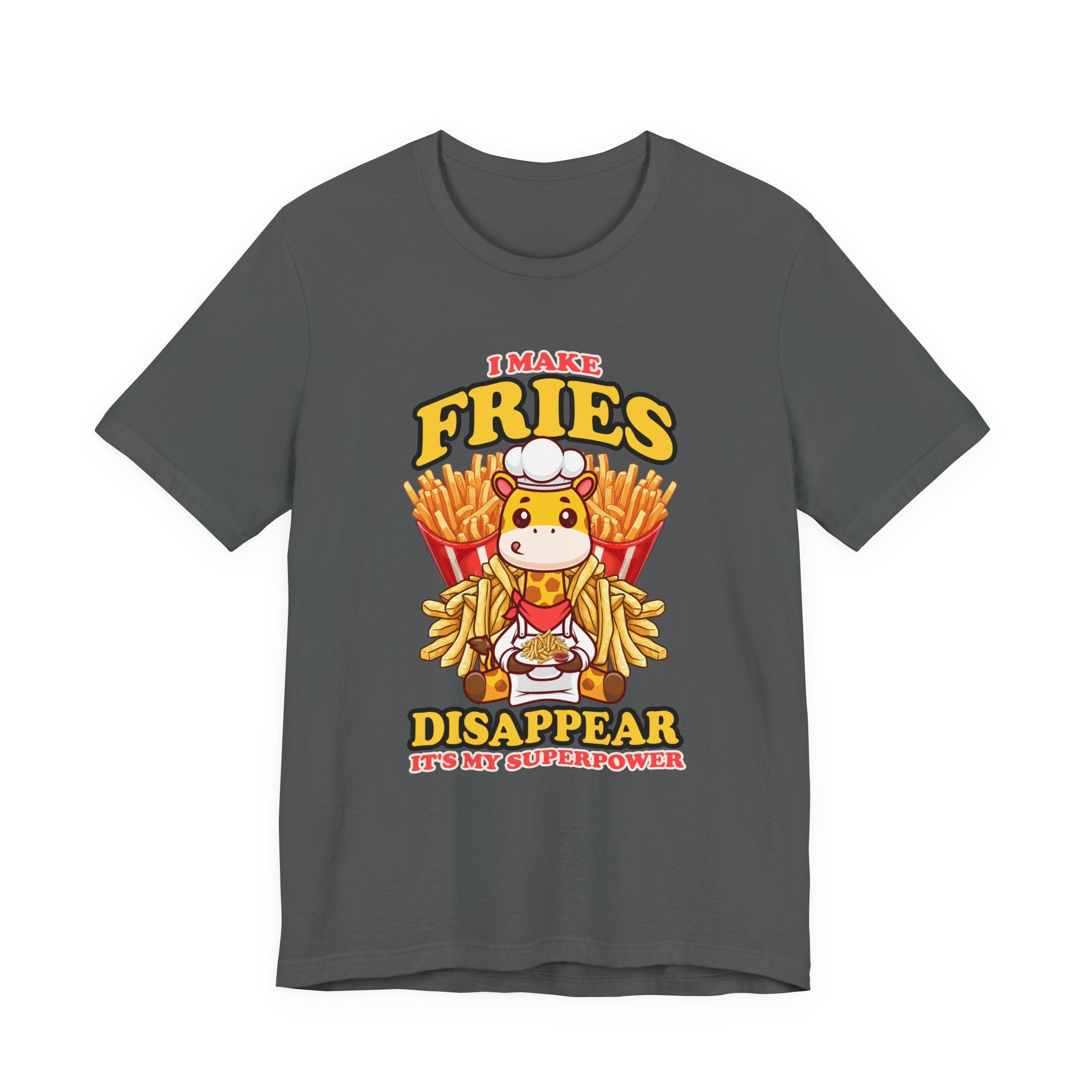 I Make Fries Disappear T-Shirt – Adorable Baby Giraffe Chef With Fries Funny Super Power Graphic Tee
