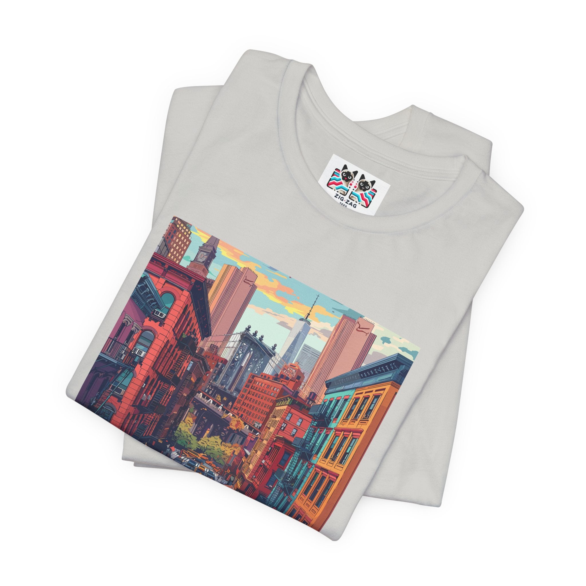 Brooklyn Bridge NYC T-Shirt - Vintage Street Scene Manhattan Bridge 1869 New York