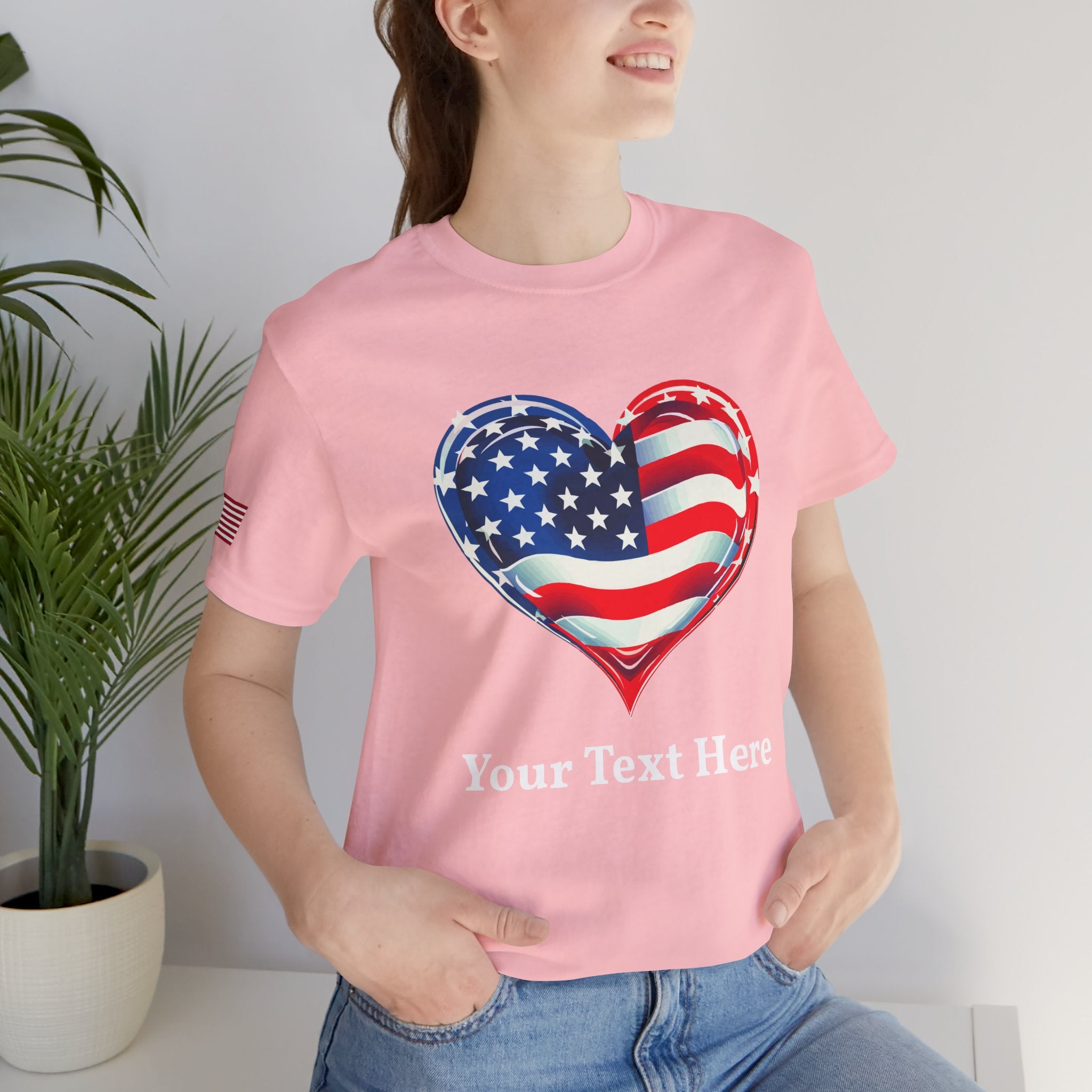 Custom T-Shirt - American Flag Heart T-Shirt – Love USA Patriotic Pride Graphic Tee