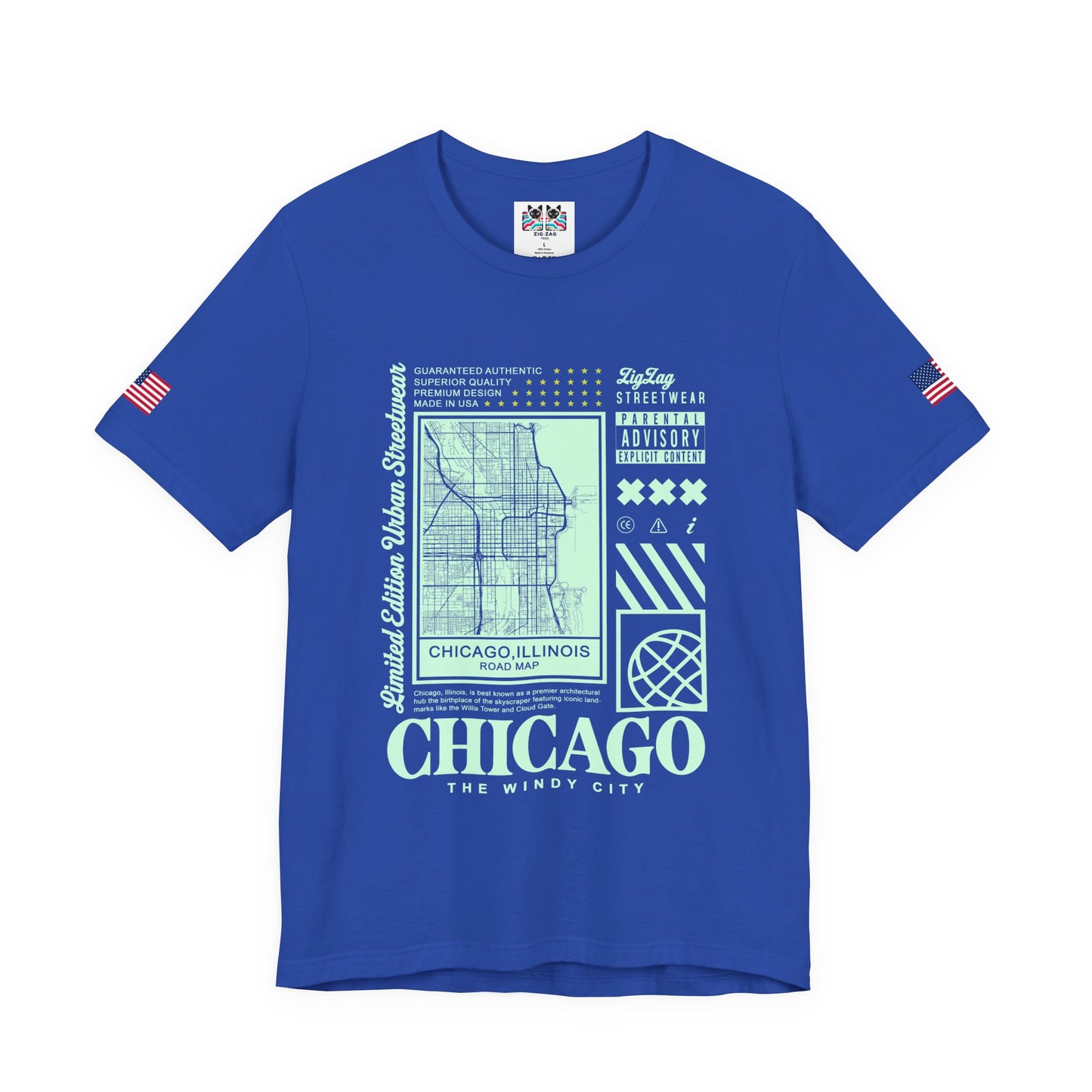 Chicago Road Map T-Shirt - Limited Edition Urban Streetwear Illinois City Grid Design