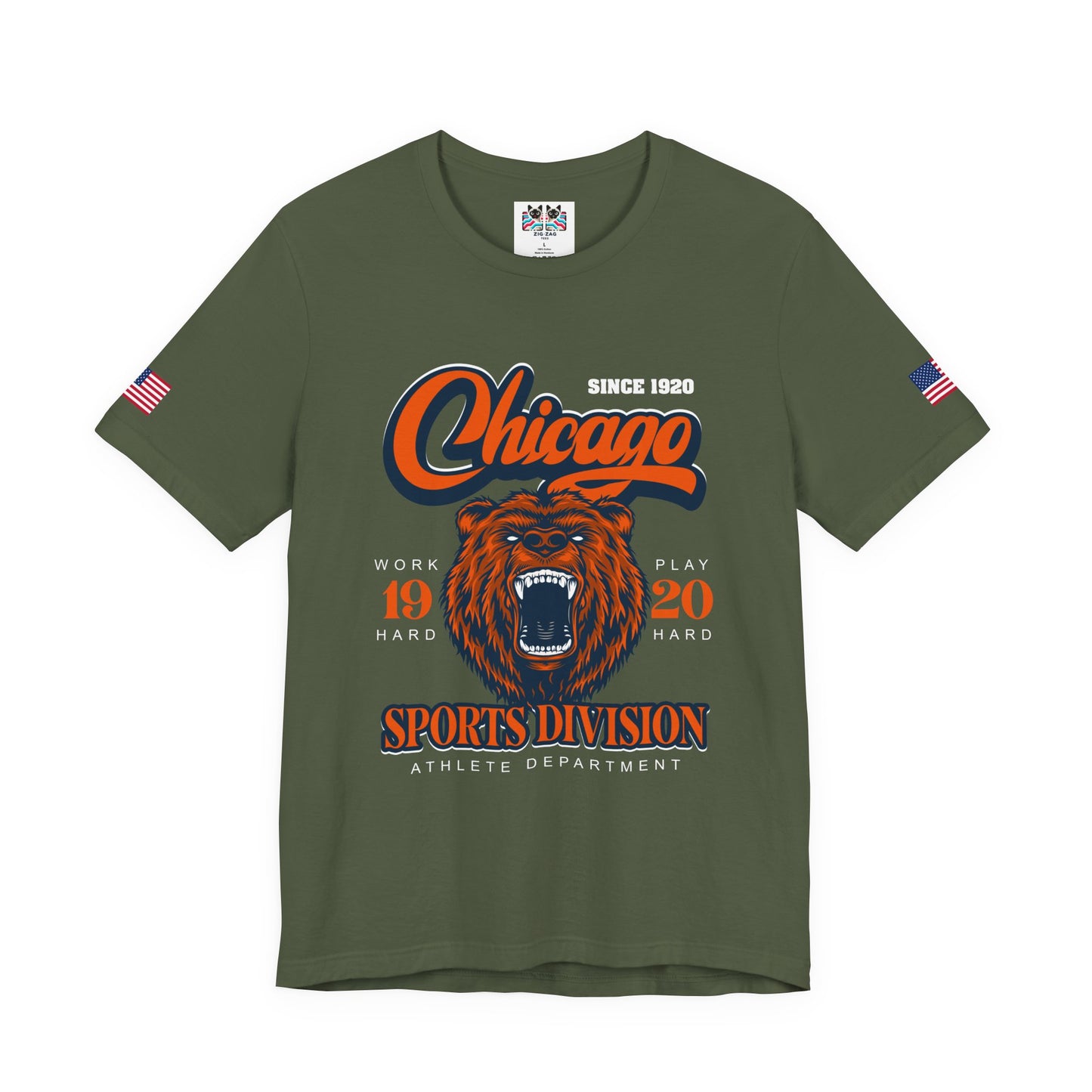 Chicago Sports Division T-Shirt - Since 1920 Bear Mascot Work Hard Play Hard