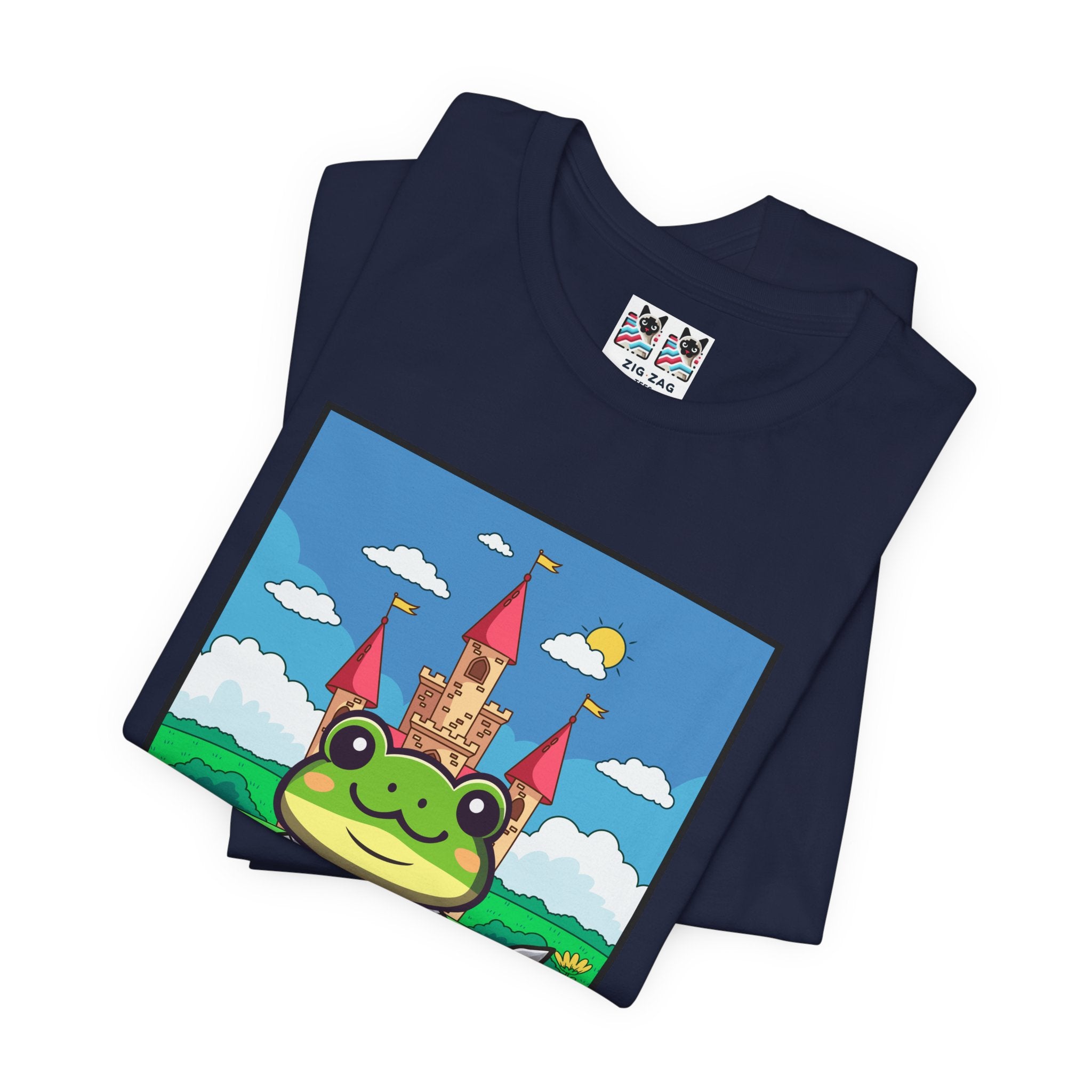 Custom T-Shirt - Knight Frog Castle T-Shirt – Cute Frog Knight Medieval Fantasy Graphic Tee