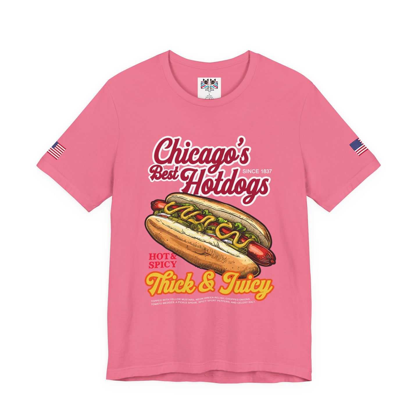 Chicago Best Hotdogs T-Shirt - Hot Dog Thick Juicy Since 1837 Food Humor Tee