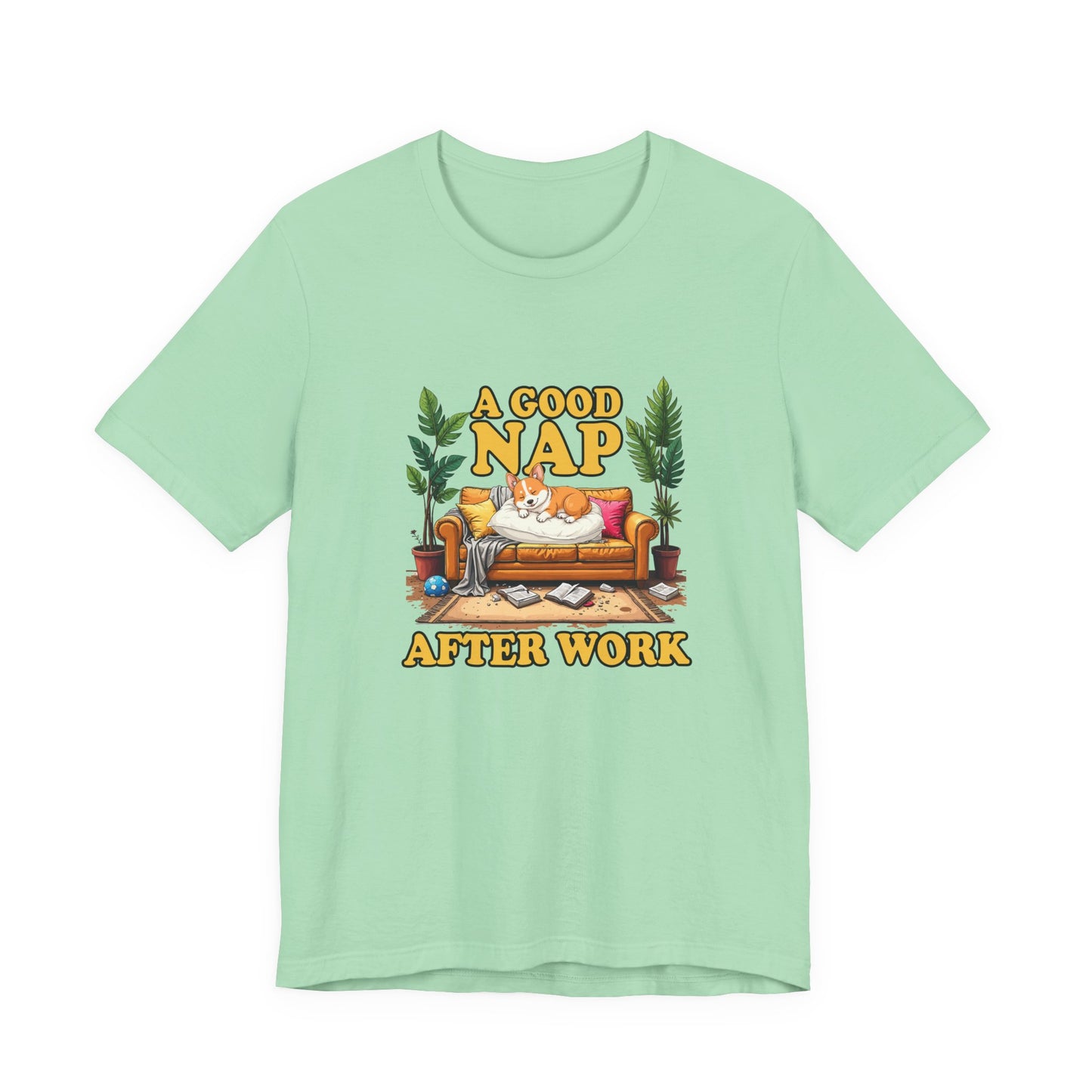 A Good Nap After Work – Sleeping Dog on Sofa Graphic T-Shirt