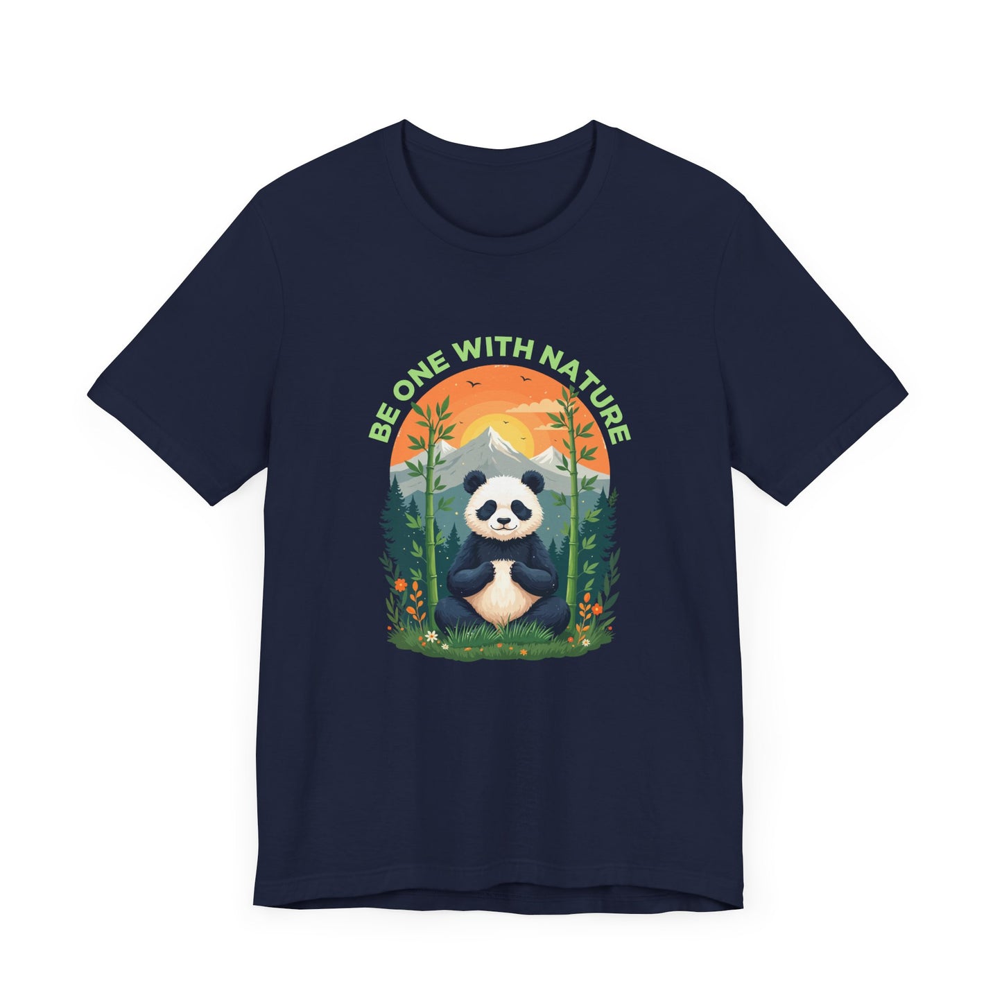 Be One with Nature – Calm Panda in Sunset Meadow Graphic T-Shirt