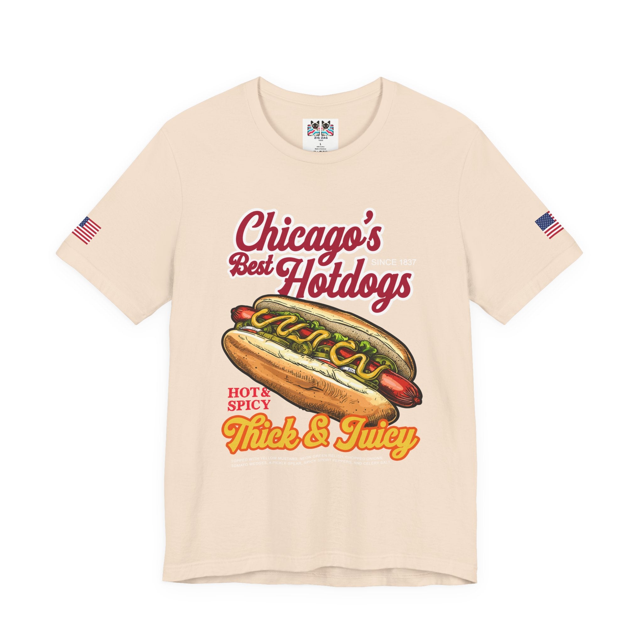 Chicago Best Hotdogs T-Shirt - Hot Dog Thick Juicy Since 1837 Food Humor Tee