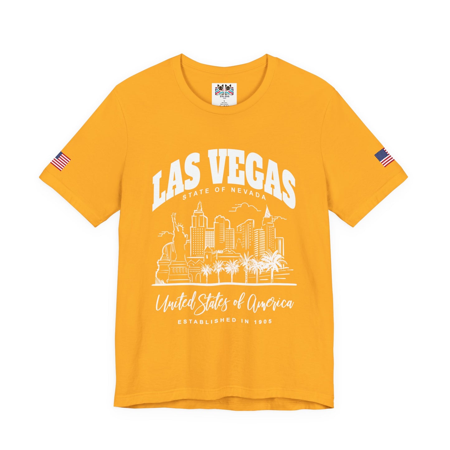 Las Vegas State of Nevada T-Shirt - Established 1905 Red White Skyline USA Design