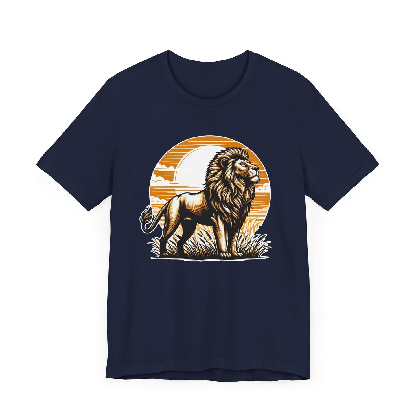 King of the Wild Majestic Male Lion Watching Territory with Sunrise Graphic T-Shirt