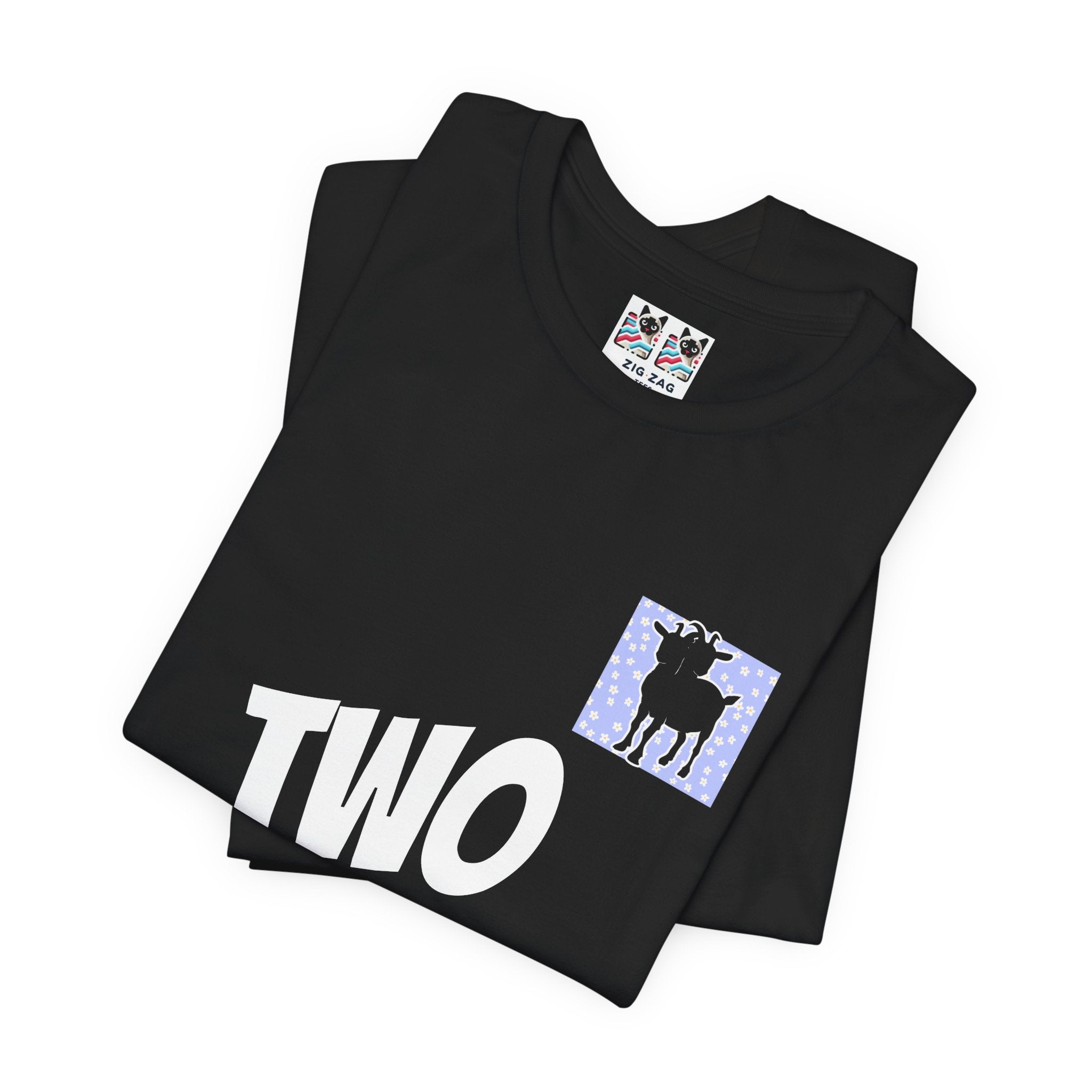 Custom T-Shirt - Double-Headed Goat Outline Graphic T-Shirt