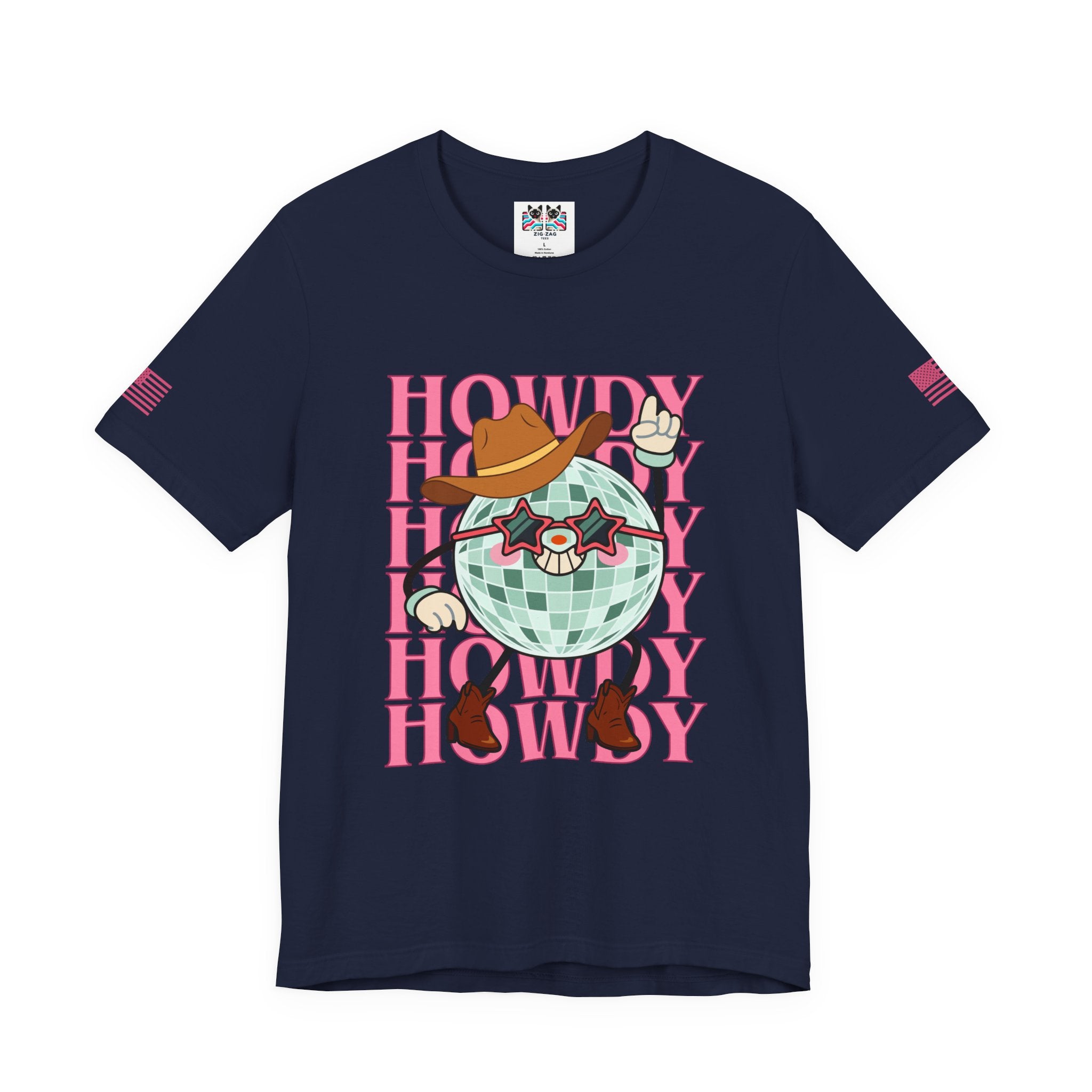 Howdy T-Shirt – Disco Ball Cowboy Repeat Typography Graphic Tee