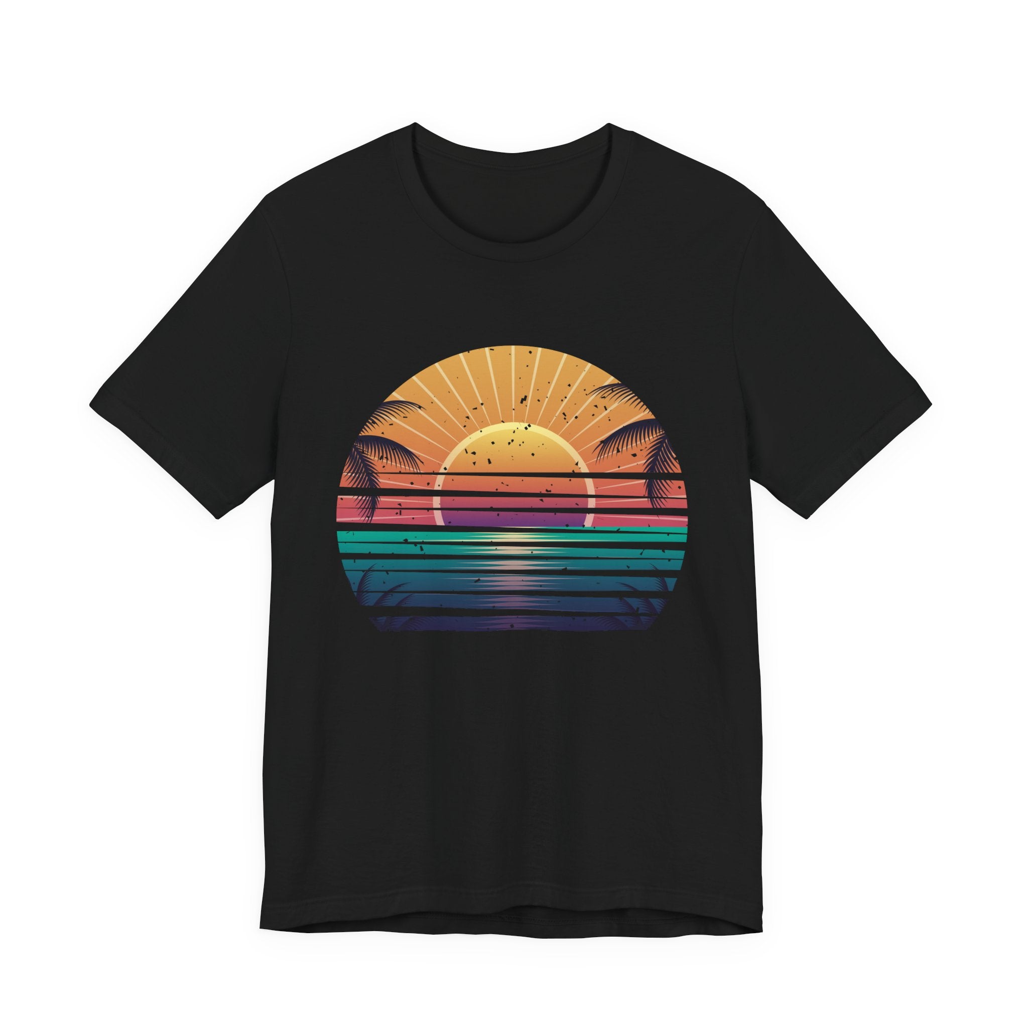 Sun Kissed & Ocean Blissed – Beach Sunset with Palm Trees Graphic T-Shirt