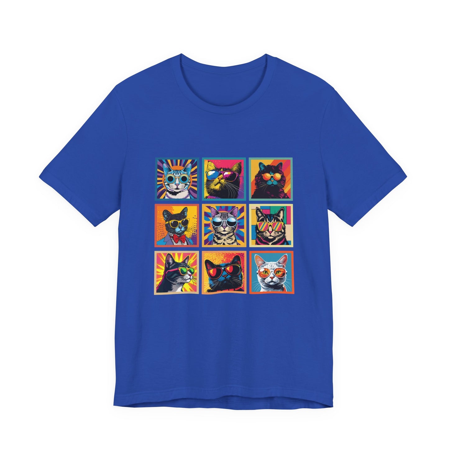 Cool Cats Pop Art Sunglasses Tshirt – Nine Retro Kitty Squares