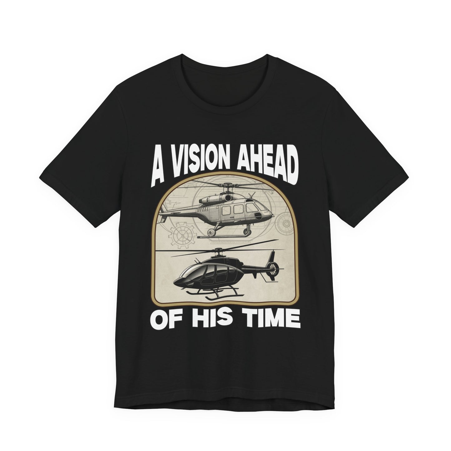 A Vision Ahead of His Time Tshirt – Da Vinci’s Helicopter and Modern Chopper Graphic