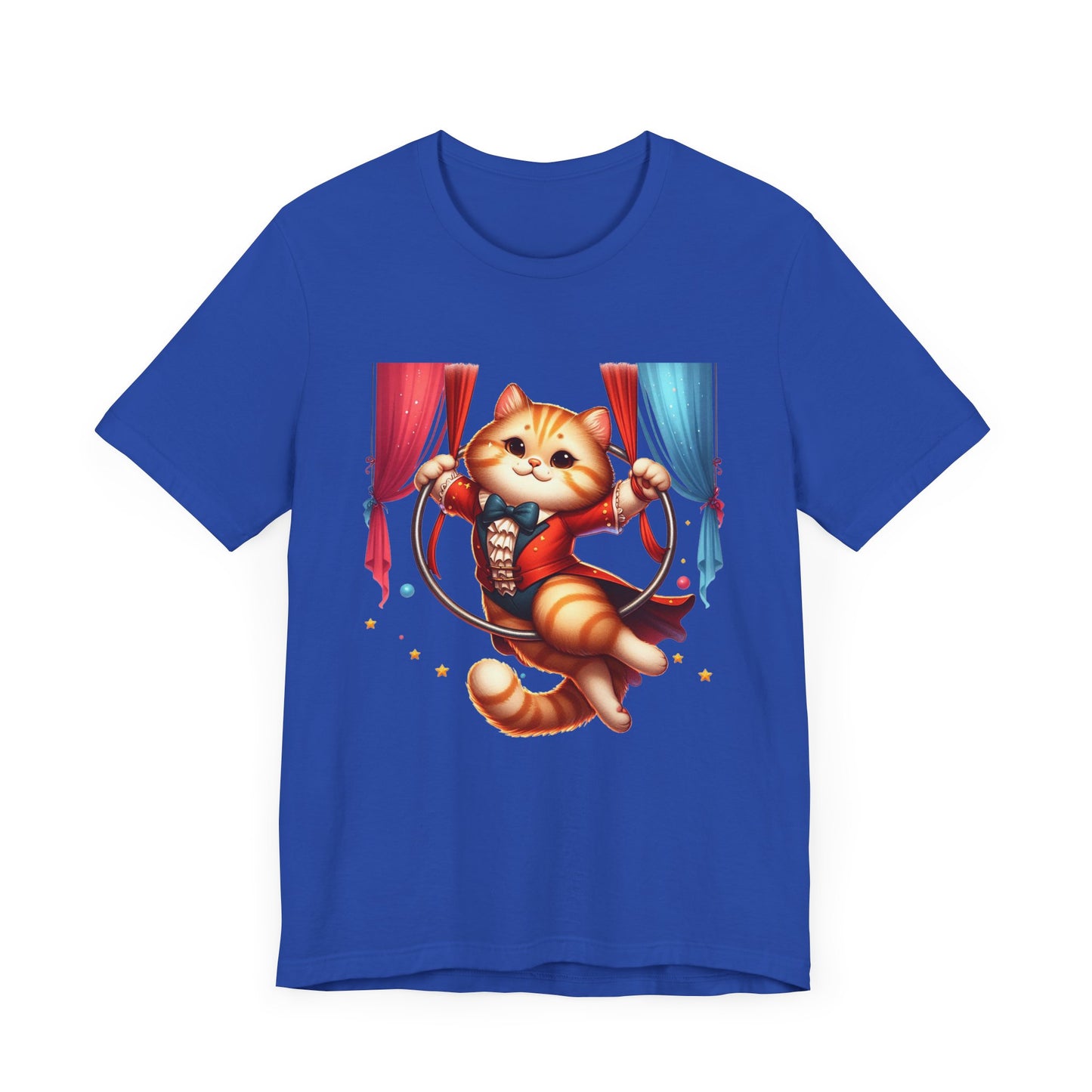 Circus Aerialist Cat Shirt, Funny Trapeze Performer Tee, Acrobatic Pet Graphic T Shirt, Quirky Performer Humor Apparel, Flying Cat Top