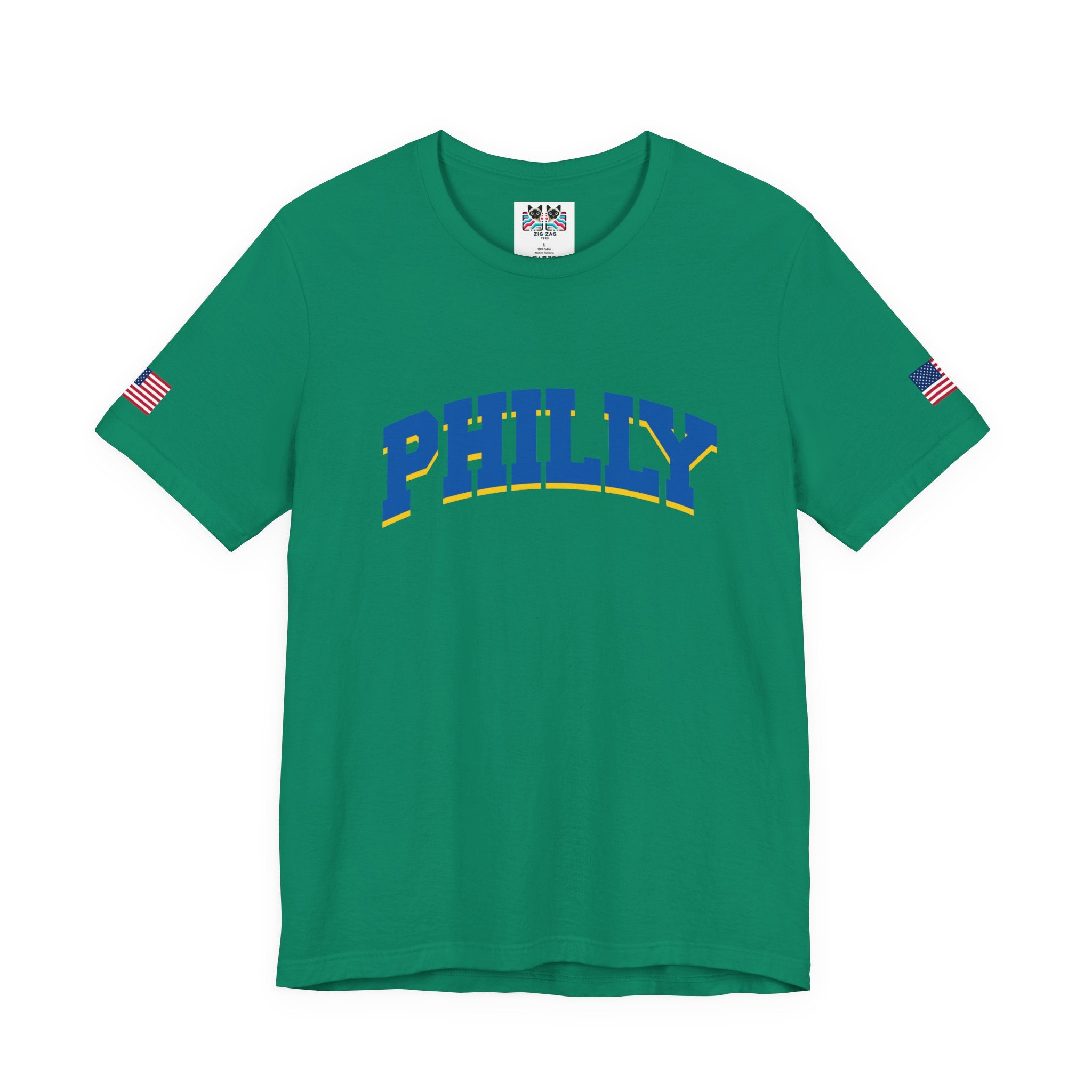 Philly T-Shirt – Bold Arched Varsity Blue & Gold Typography Graphic Tee