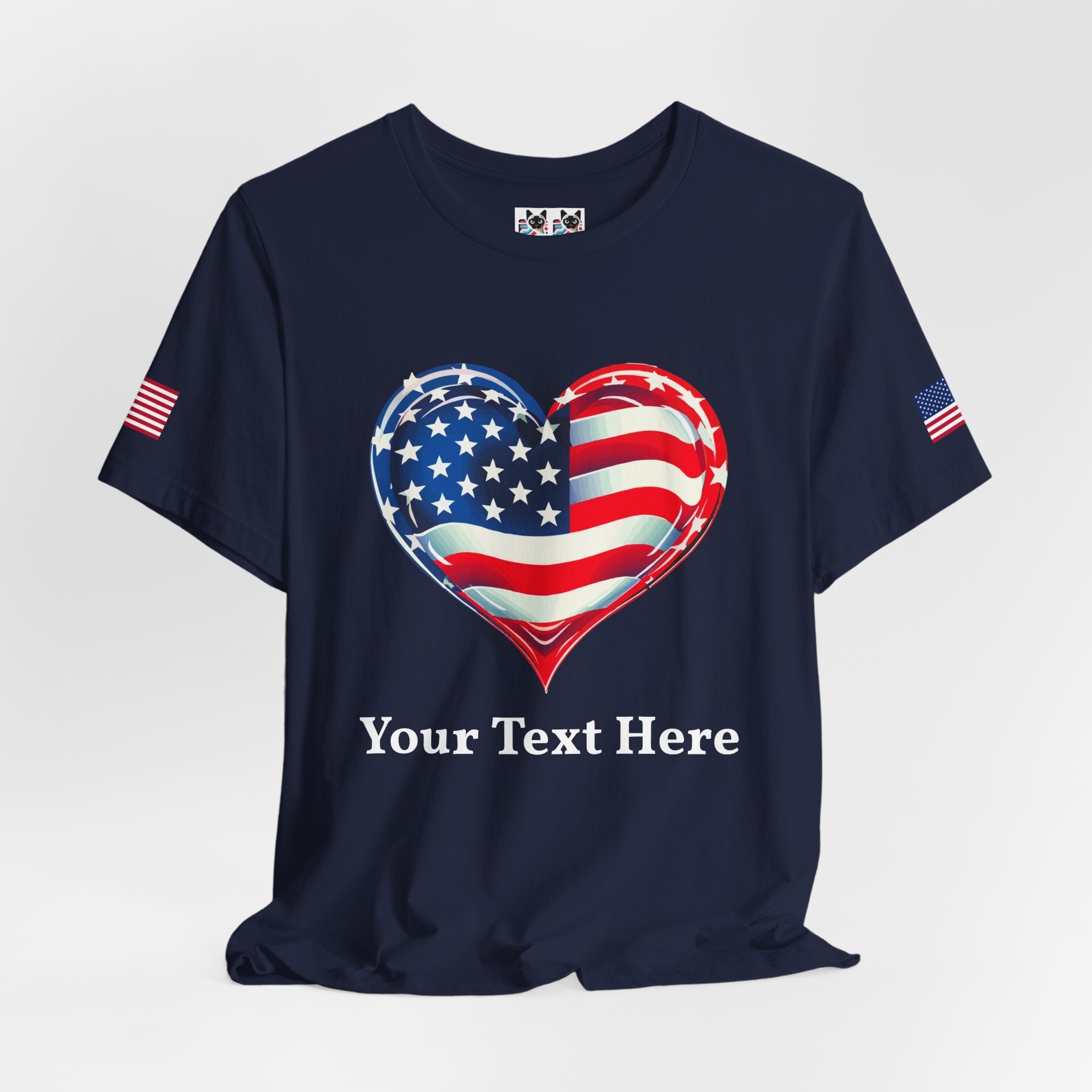 Custom T-Shirt - American Flag Heart T-Shirt – Love USA Patriotic Pride Graphic Tee