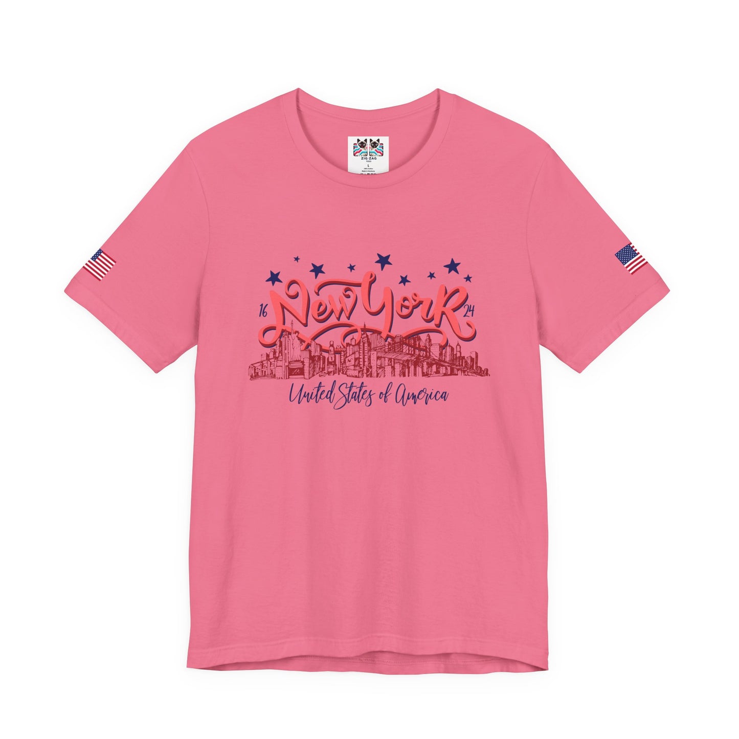 New York 1624 T-Shirt - Vintage Hand Lettered NYC Skyline United States of America