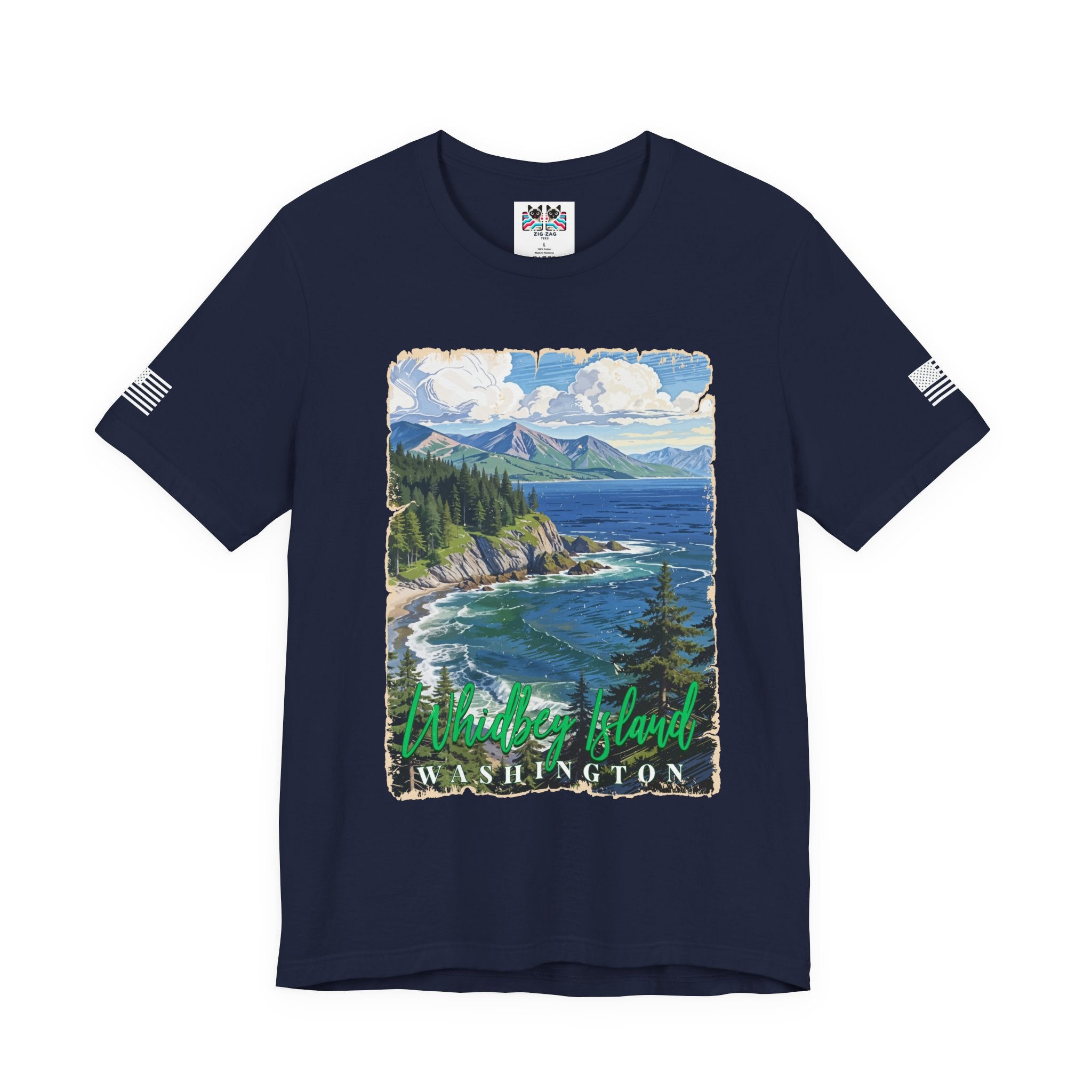 Whidbey Island Washington Vintage Coastal Travel Poster T-Shirt | Pacific Northwest Island Souvenir Tee