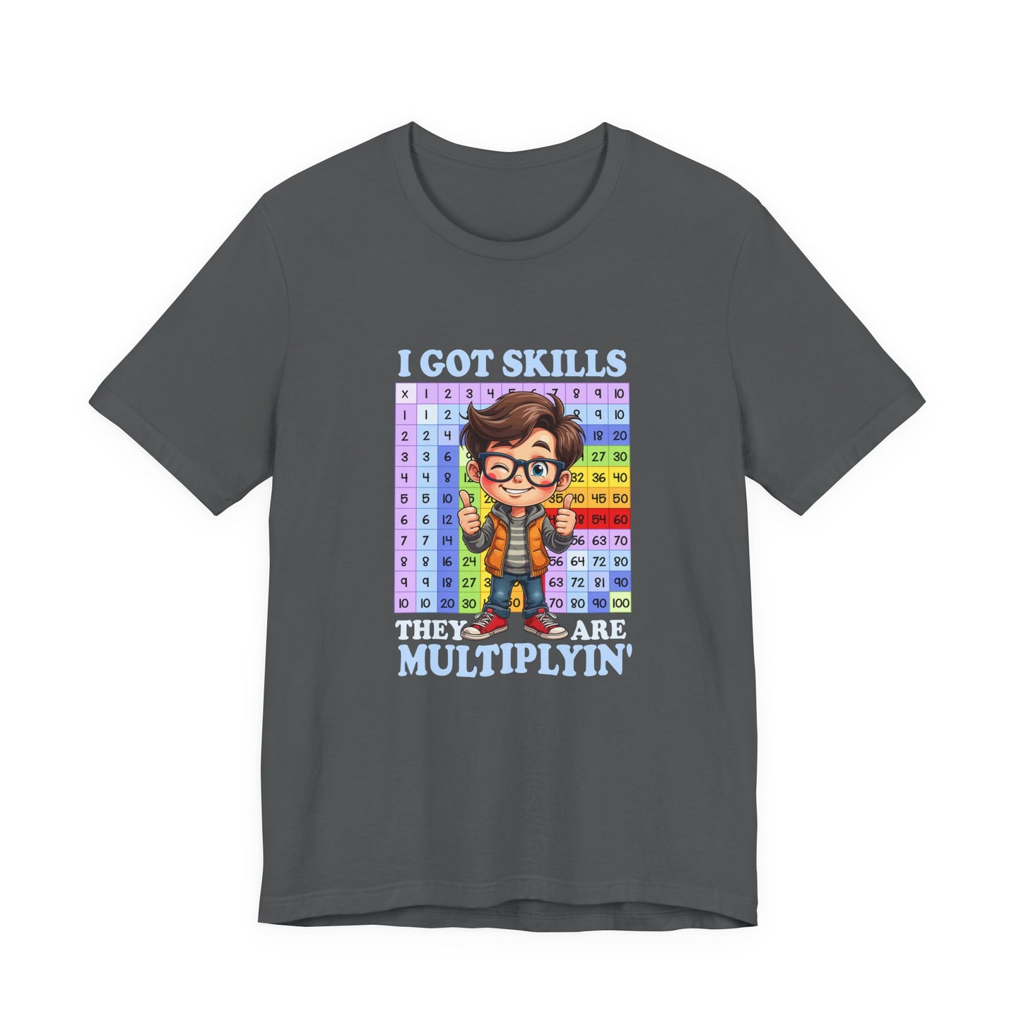 I Got Skills and They Are Multiplying Tshirt – Happy Boy with Thumbs Up & Numbers 1 to 100
