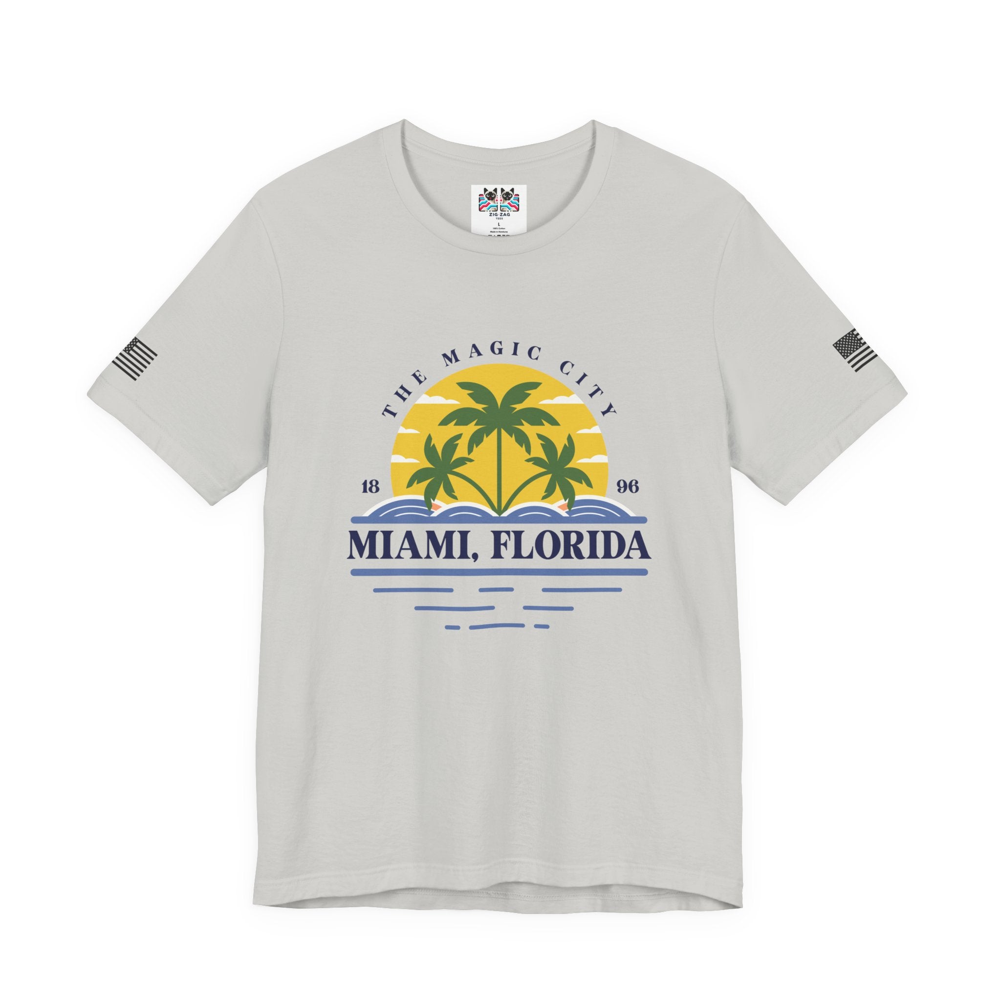 Miami Florida The Magic City T-Shirt – 1896 Palm Tree Sunset Retro Circle Tee