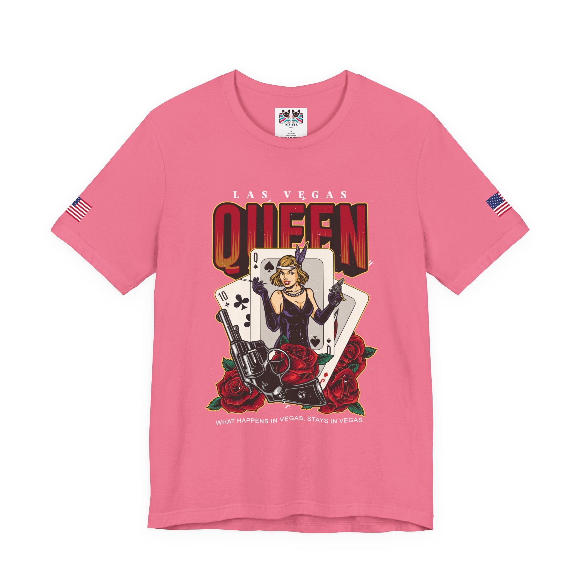 Las Vegas Queen T-Shirt – Gangster Queen of Spades Casino Roses Graphic Tee