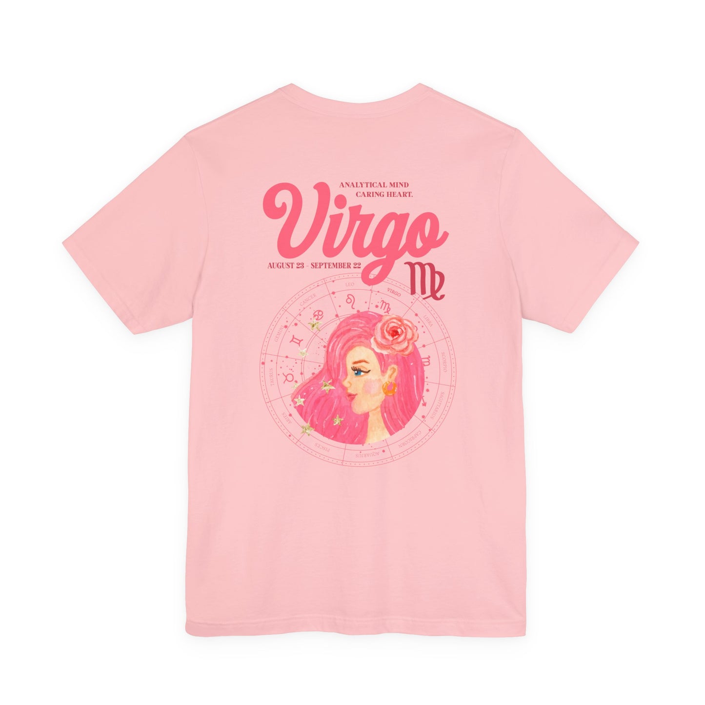 Virgo Zodiac Lady T-Shirt – Analytical Mind Caring Heart Astrological Wheel