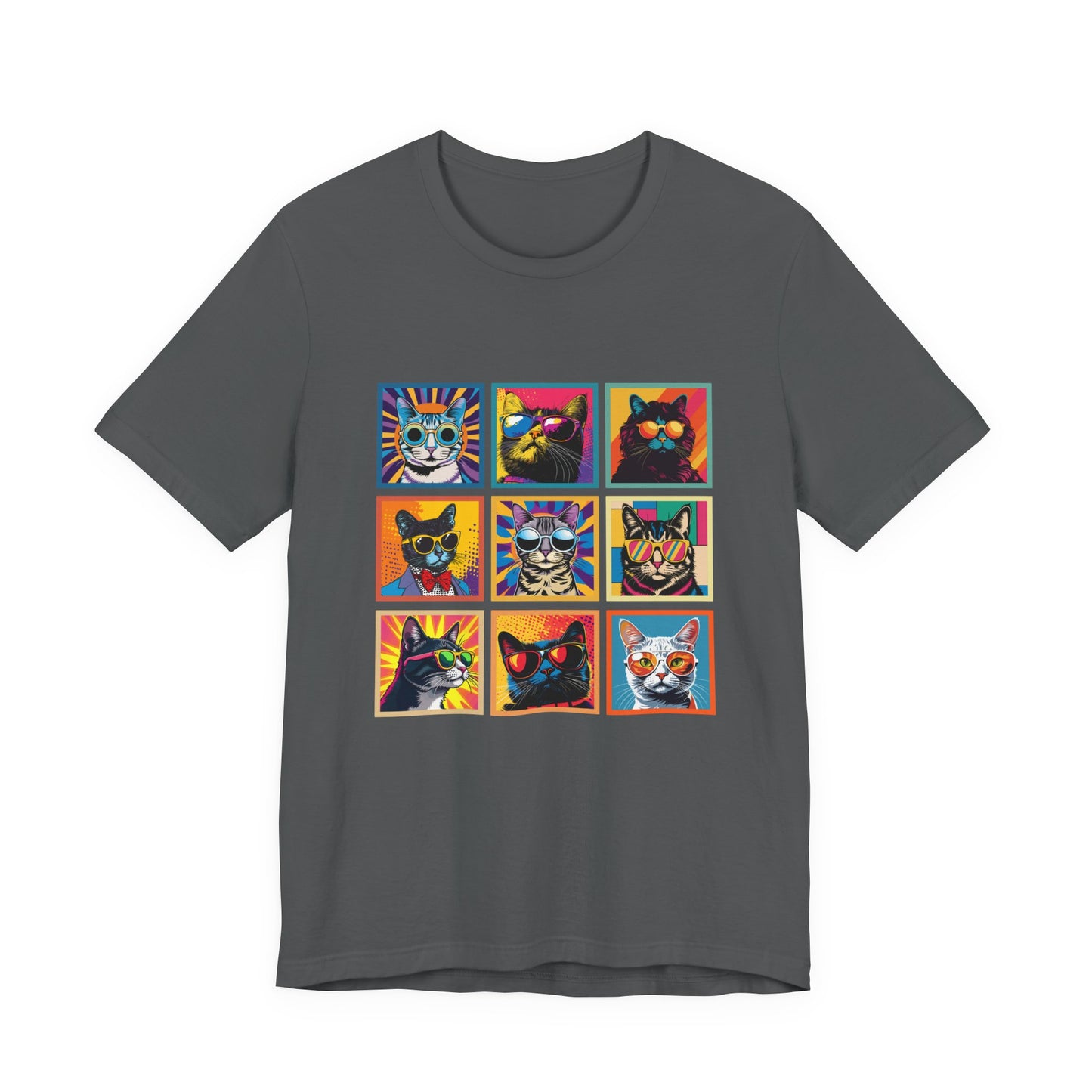 Cool Cats Pop Art Sunglasses Tshirt – Nine Retro Kitty Squares