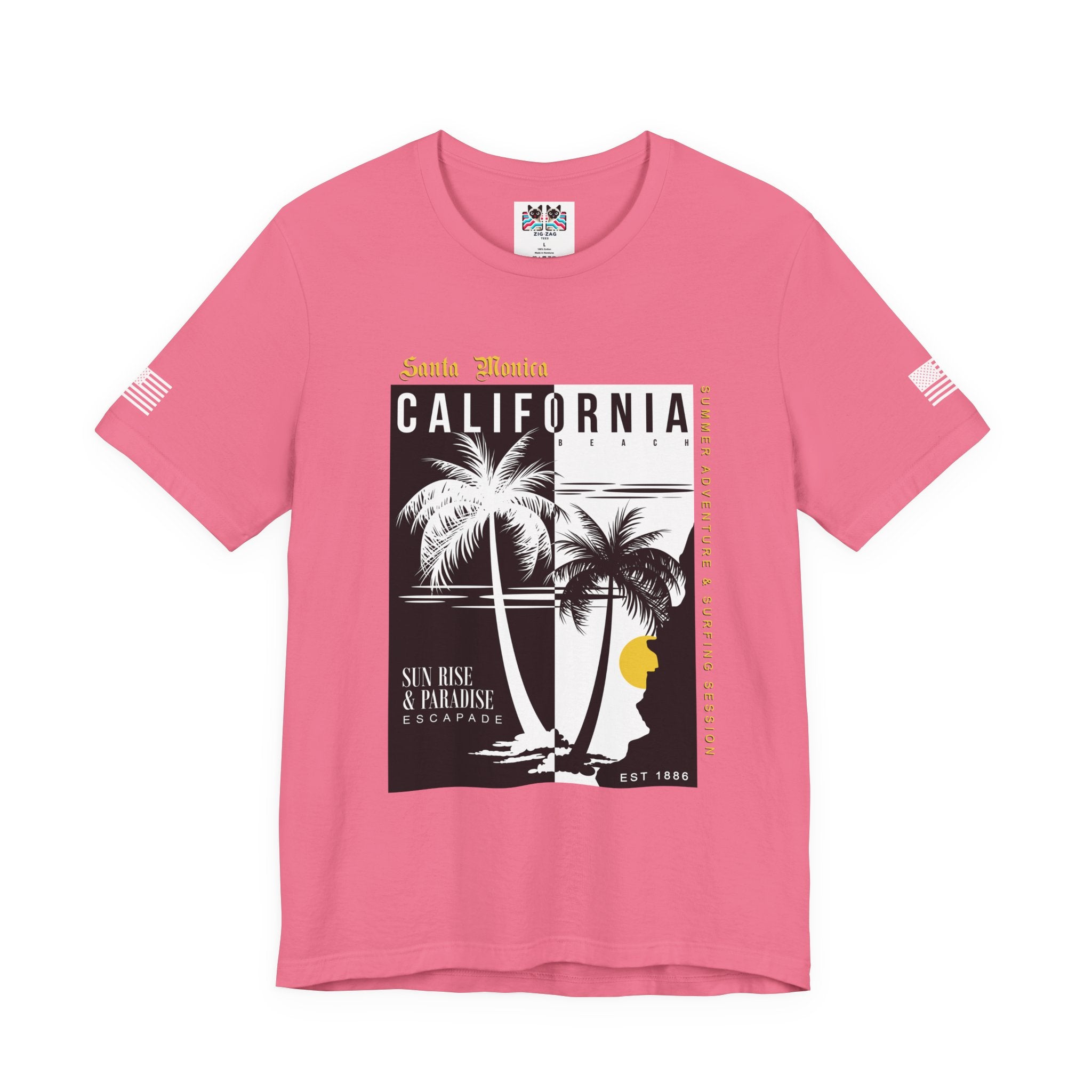 Santa Monica California Beach T-Shirt – Summer Adventure Surfing Session Sun Rise Paradise Tee