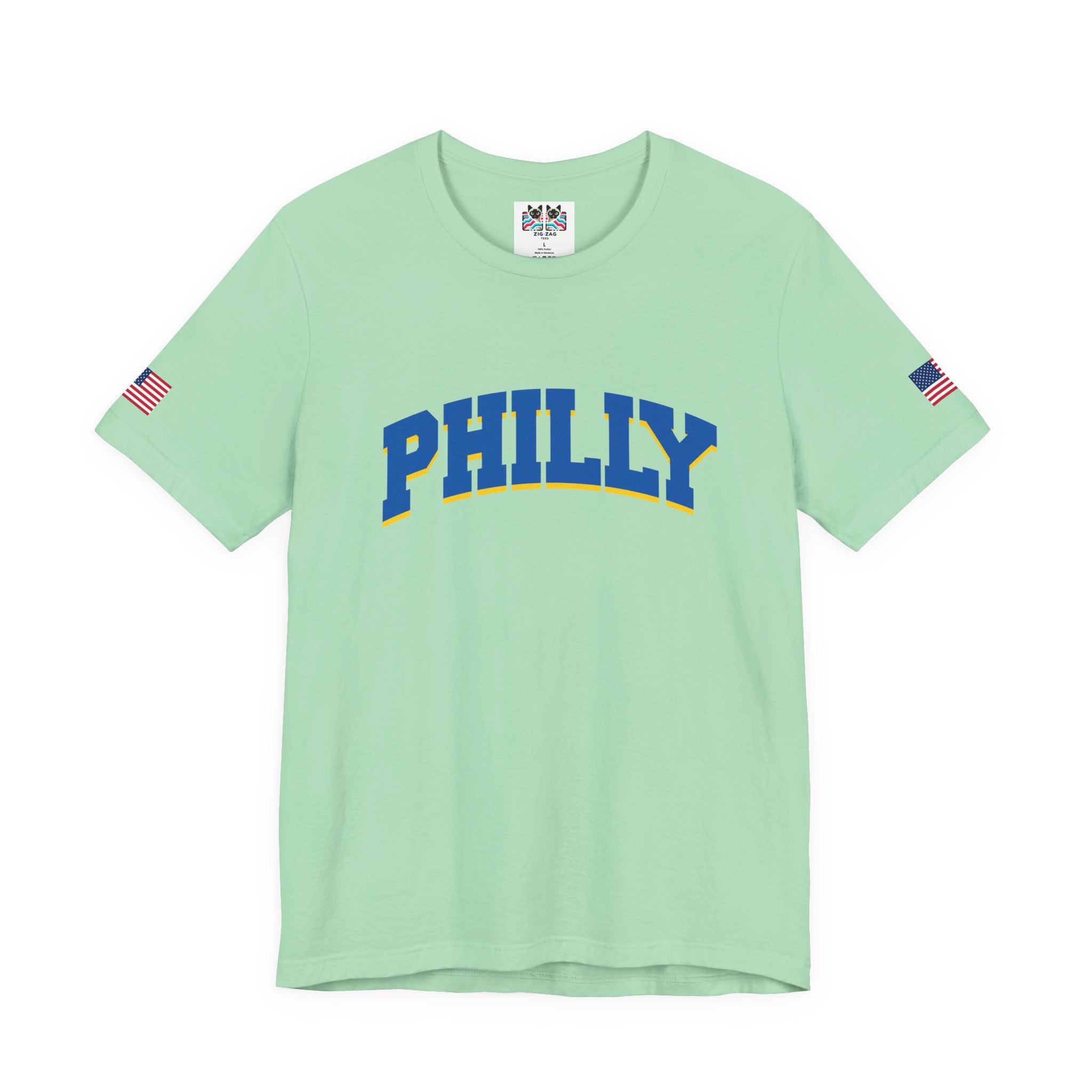 Philly T-Shirt – Bold Arched Varsity Blue & Gold Typography Graphic Tee