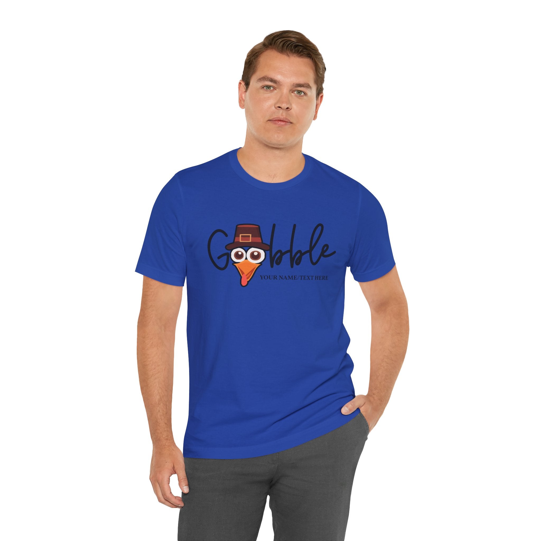 Custom T-Shirt - Gobble Turkey Head Cursive T-Shirt