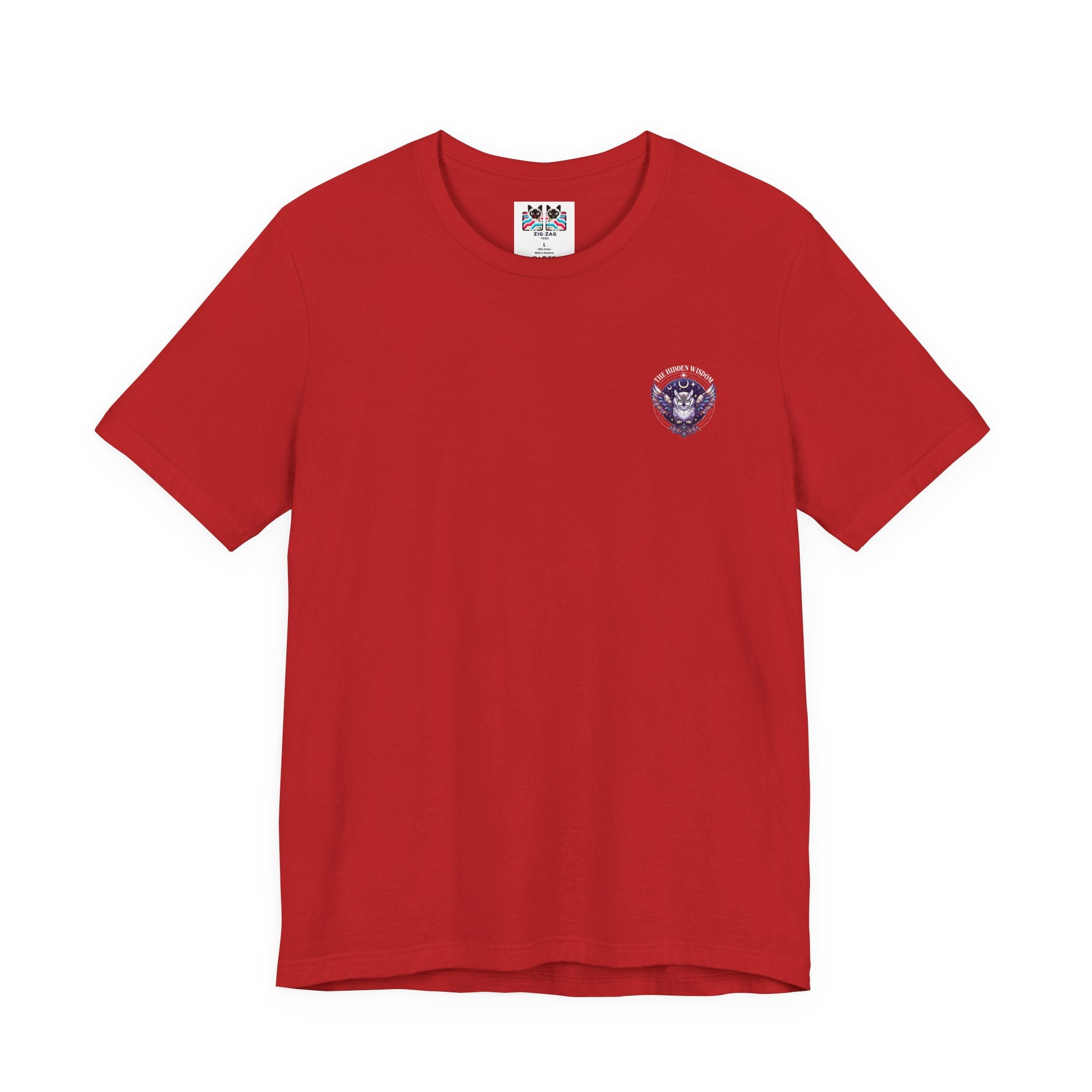 The Hidden Wisdom Within T-Shirt – Vibrant Flying Owl with Geometric Lines