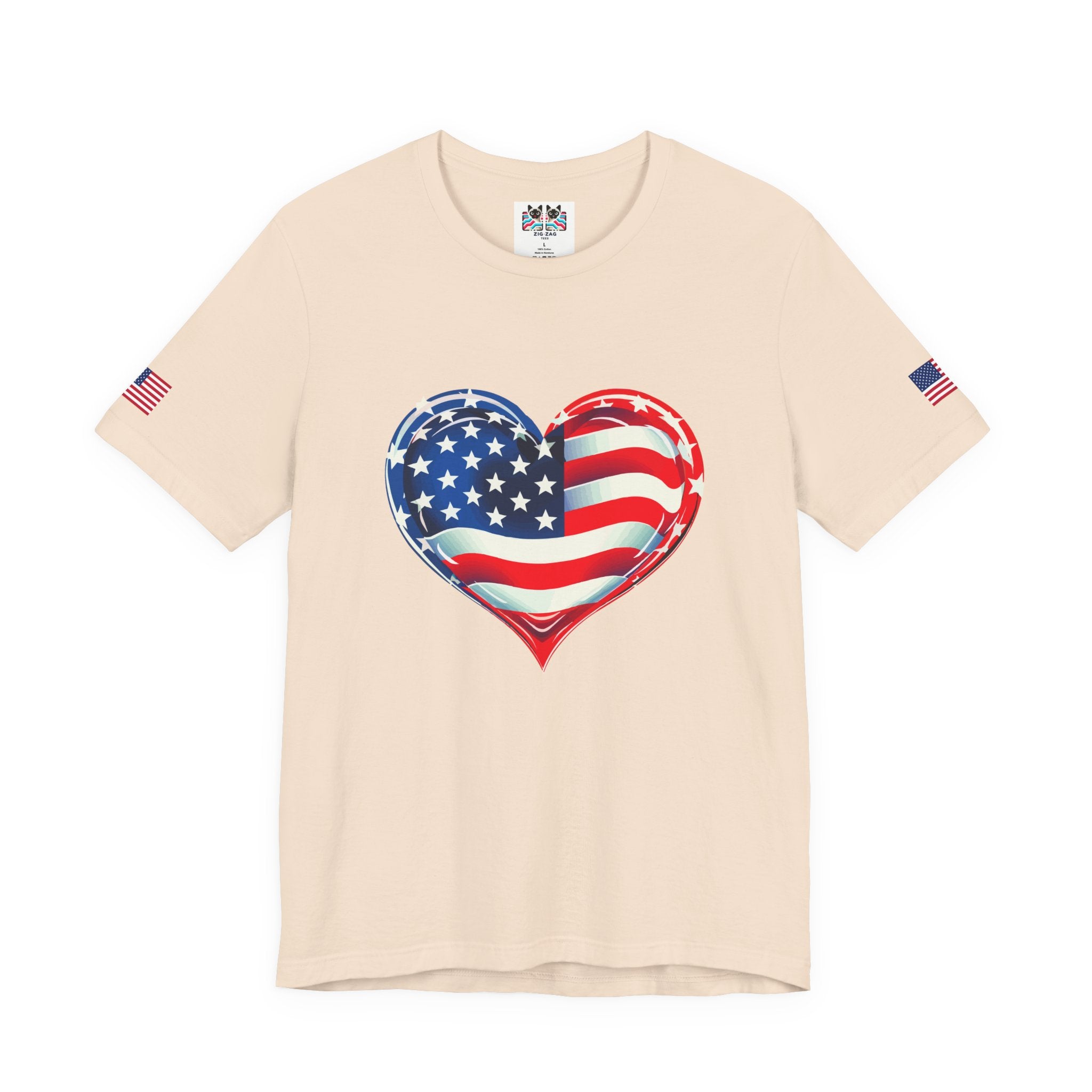 American Flag Heart T-Shirt – Love USA Patriotic Pride Graphic Tee